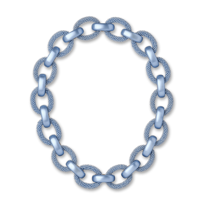 Knitted aquamarine necklace — aquamarines, aluminium, white gold — 023425