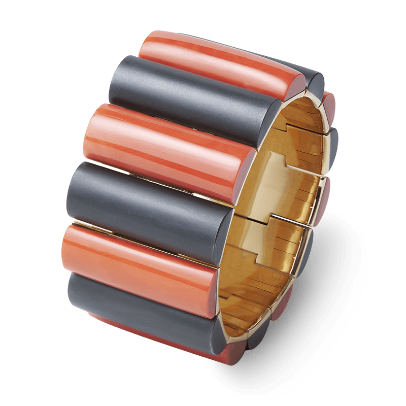 Harmony bangle — coral, iron, rose gold — 0494-21