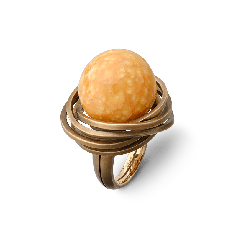 Melo pearl ring — melo pearl, copper, rose gold — 028324