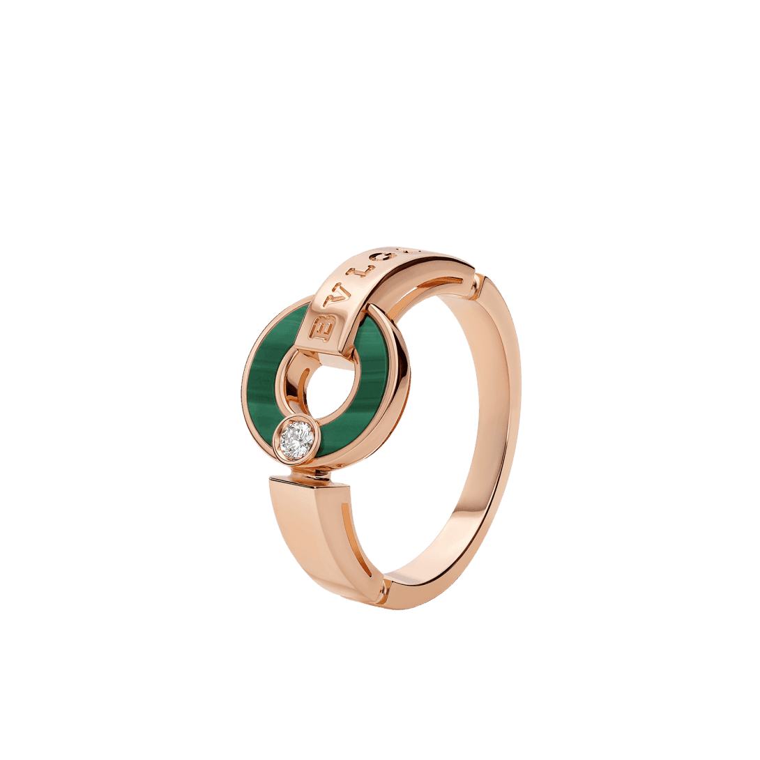 BVLGARI BVLGARI Ring — Rose gold, diamonds, malachite — AN858946