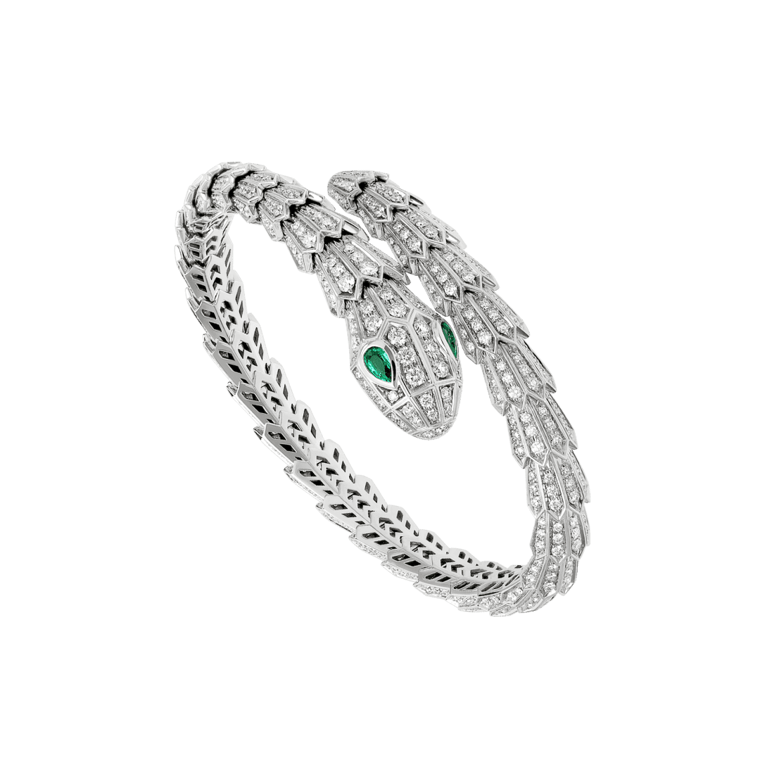 Serpenti Bracelet — White gold, emeralds, diamonds — BR858734