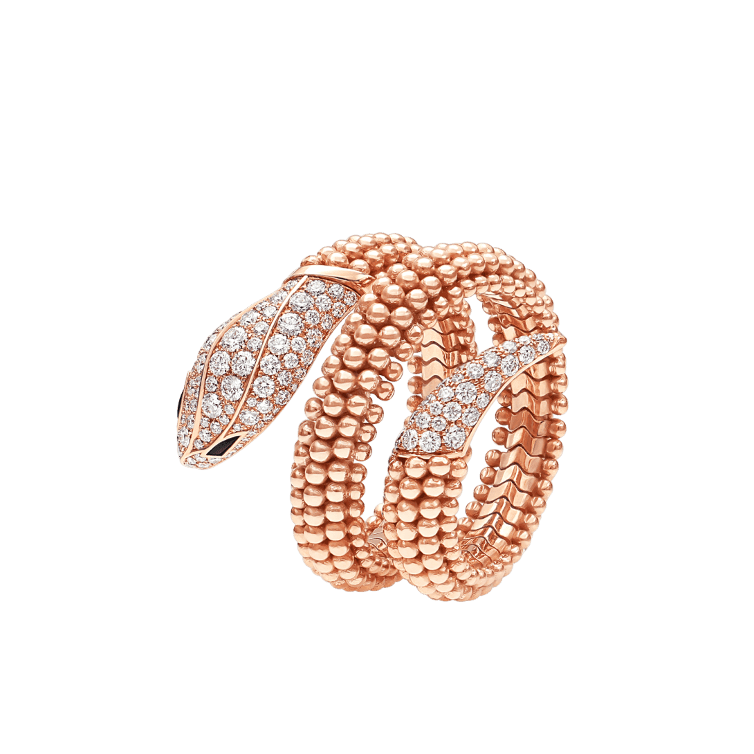 Serpenti Ring — Rose gold, diamonds, onyx — AN859194