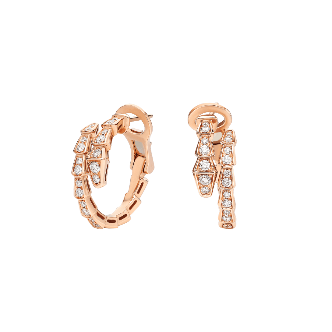 Serpenti Viper Earrings — Rose gold, diamonds — OR859271