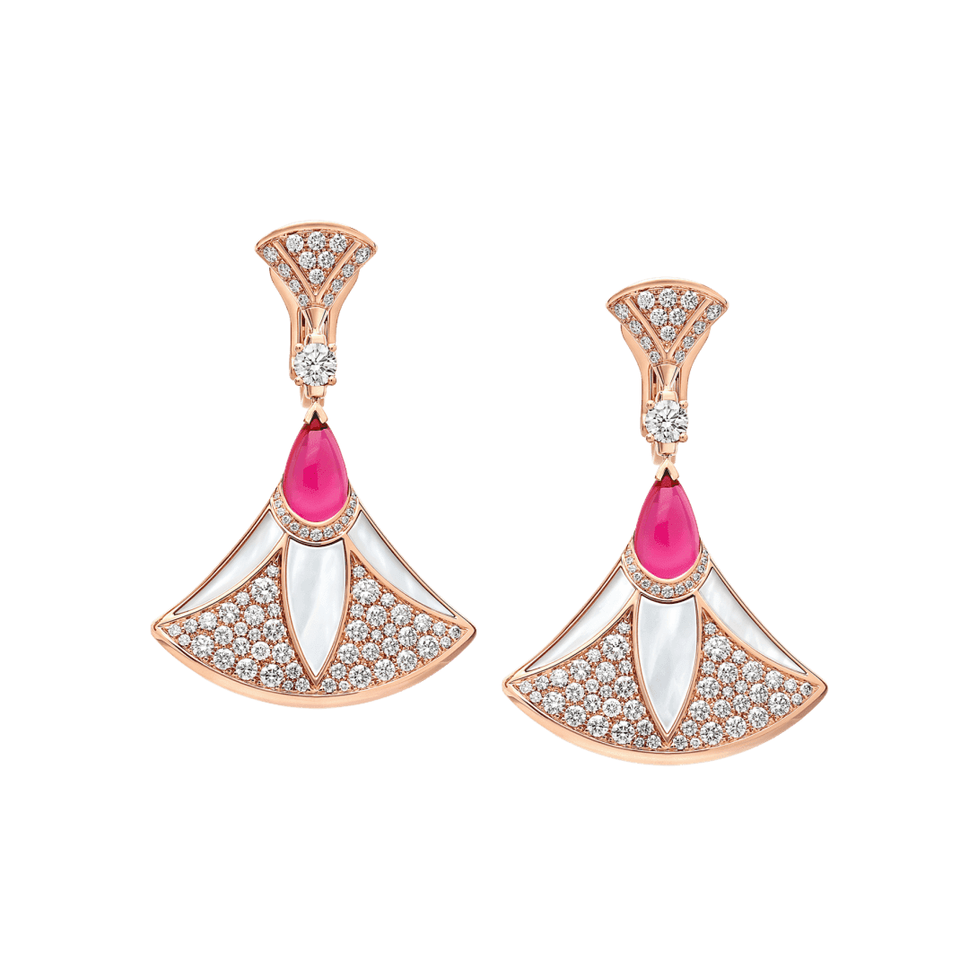 DIVAS’ DREAM Earrings — Rose gold, diamonds, mother of pearl, rubellite — OR859982