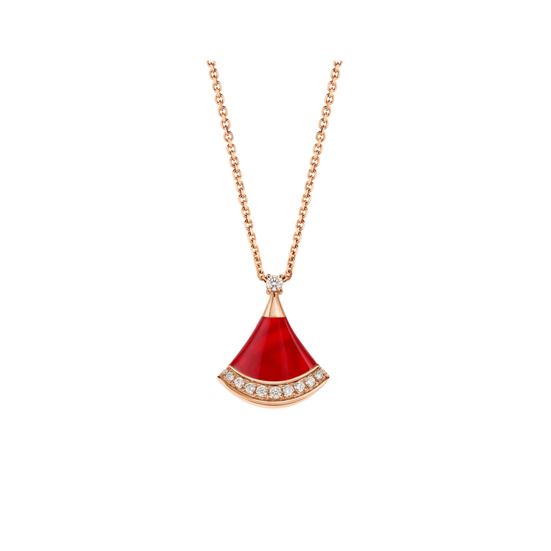 DIVAS’ DREAM Necklace — Rose gold, diamonds, carnelian — CL860206