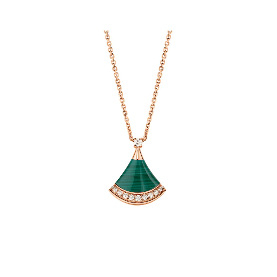 DIVAS’ DREAM Necklace — Rose gold, diamonds, malachite — CL860210