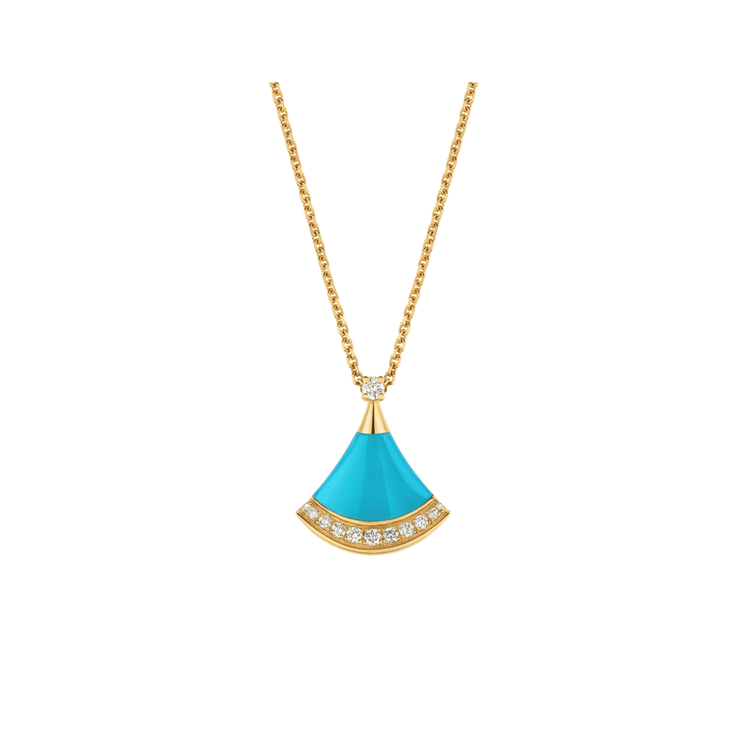 DIVAS’ DREAM Necklace — Yellow gold, diamonds, turquoise — CL860261