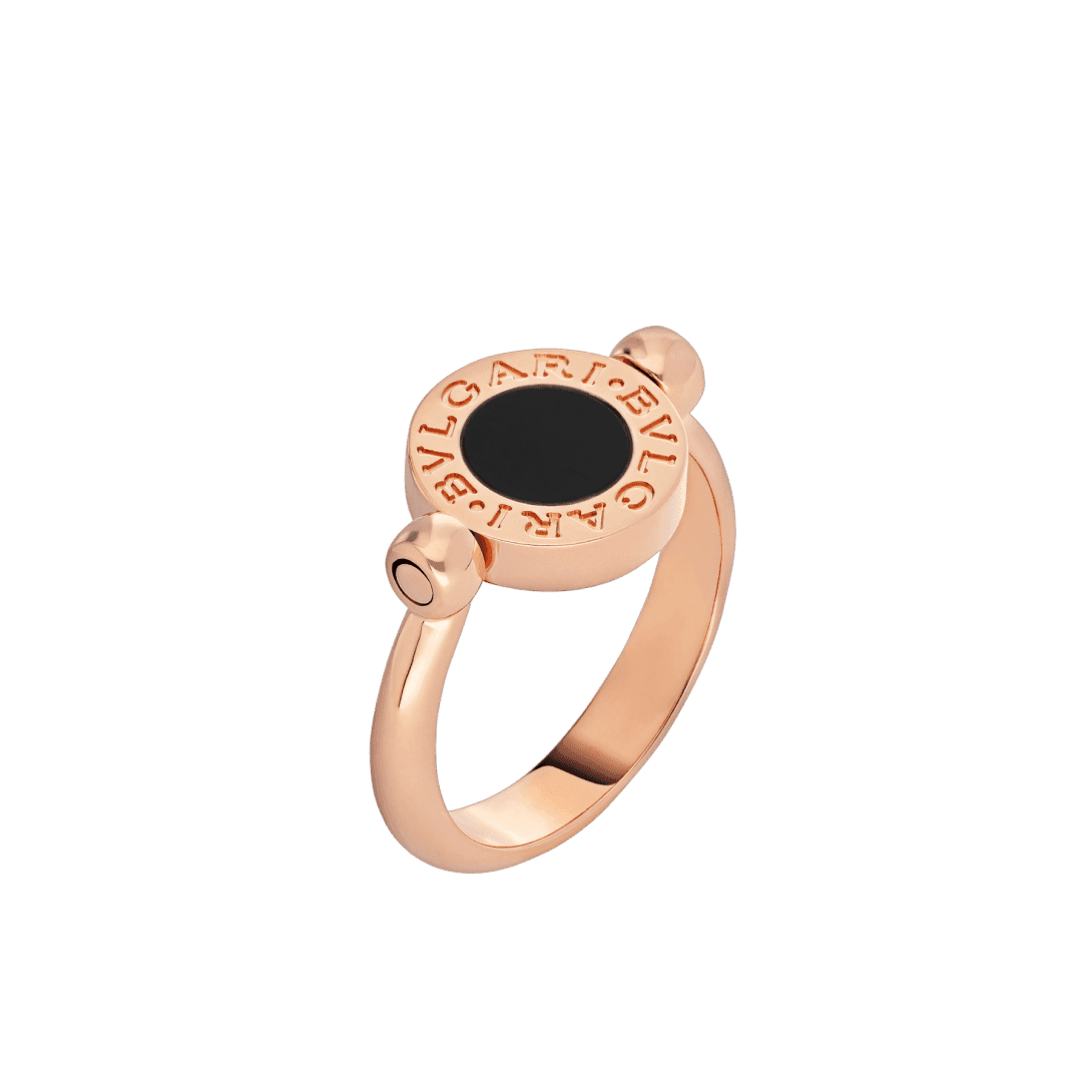 BVLGARI BVLGARI Ring — Rose gold, mother of pearl, onyx — AN856192