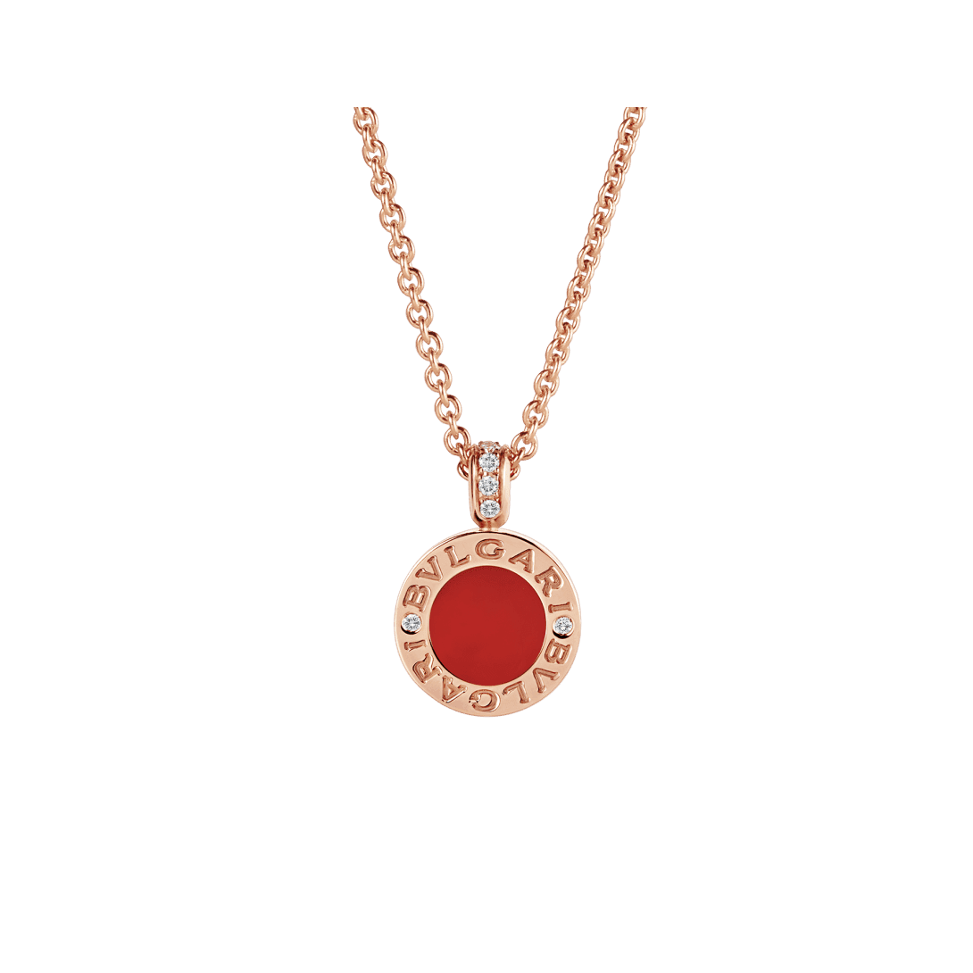 BVLGARI BVLGARI Necklace — Rose gold, diamonds, mother of pearl, carnelian — CL857941