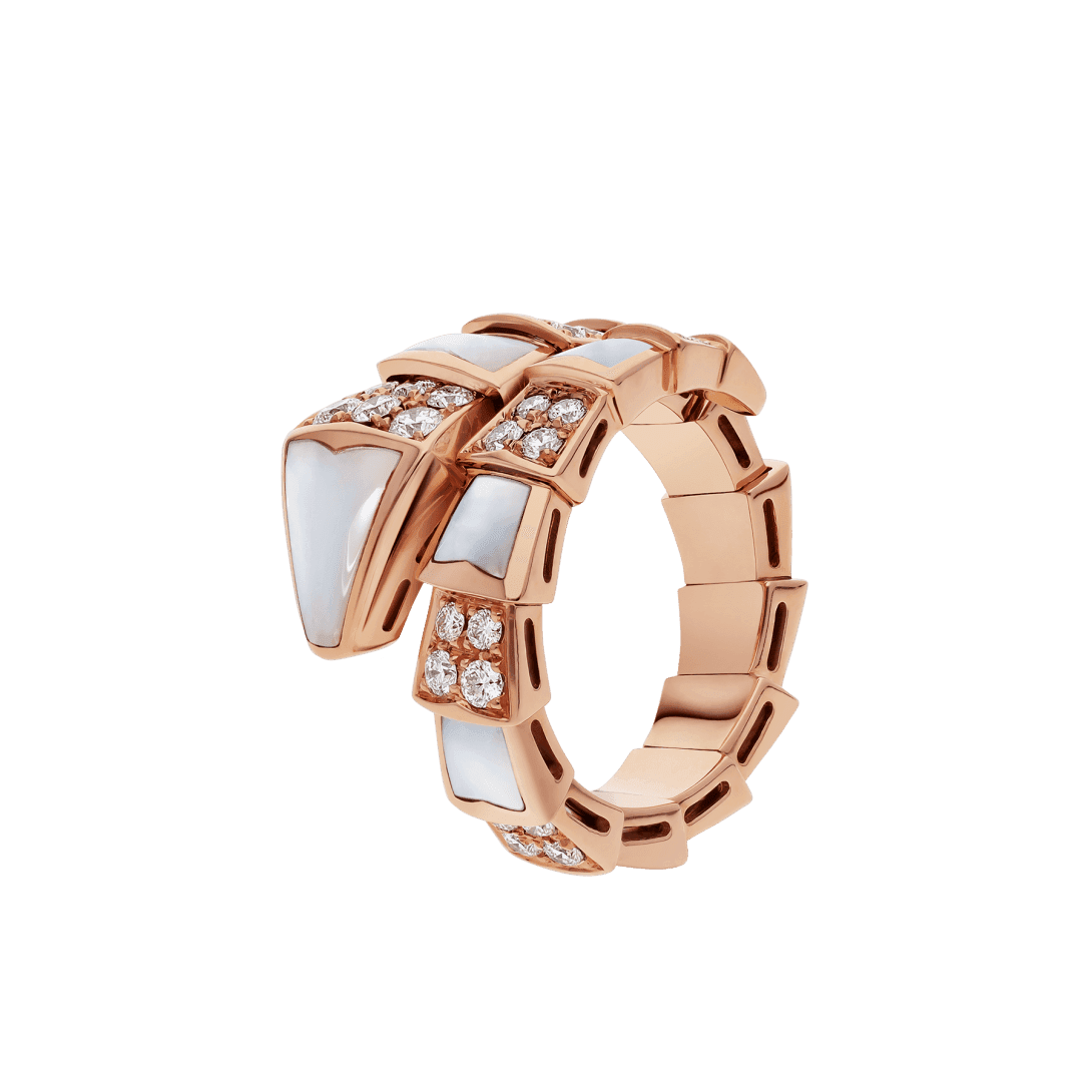 Serpenti Viper Ring — Rose gold, diamonds, mother of pearl — AN857081
