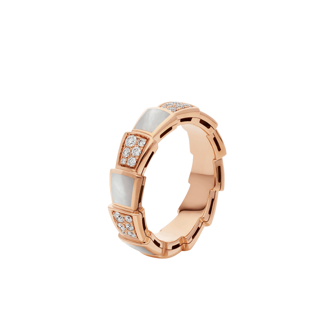 Serpenti Viper Ring — Rose gold, diamonds, mother of pearl — AN858043