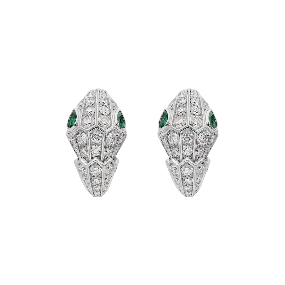 Serpenti Earrings — White gold, emeralds, diamonds — OR858001