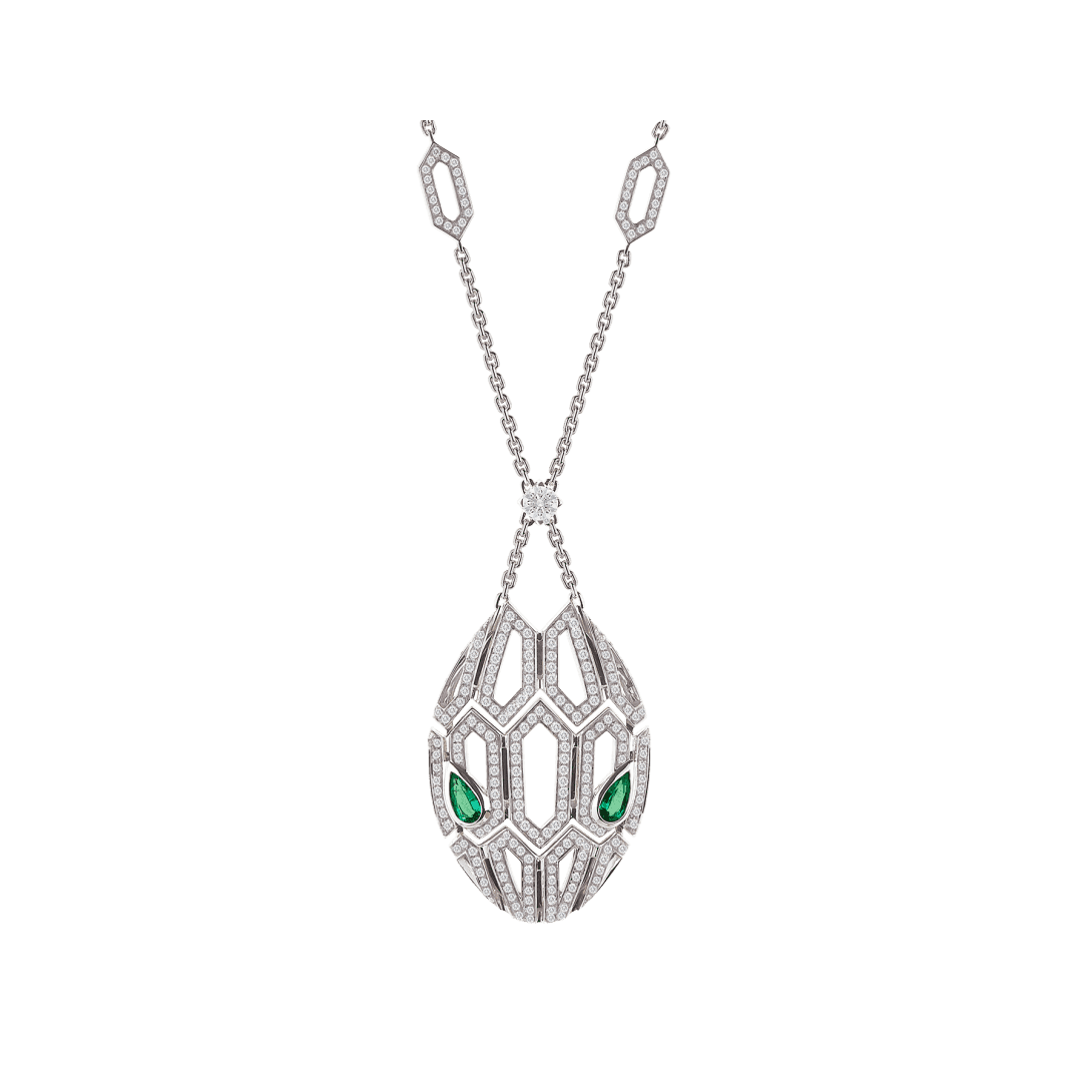 Serpenti Seduttori Necklace — White gold, emeralds, diamonds — CL857664