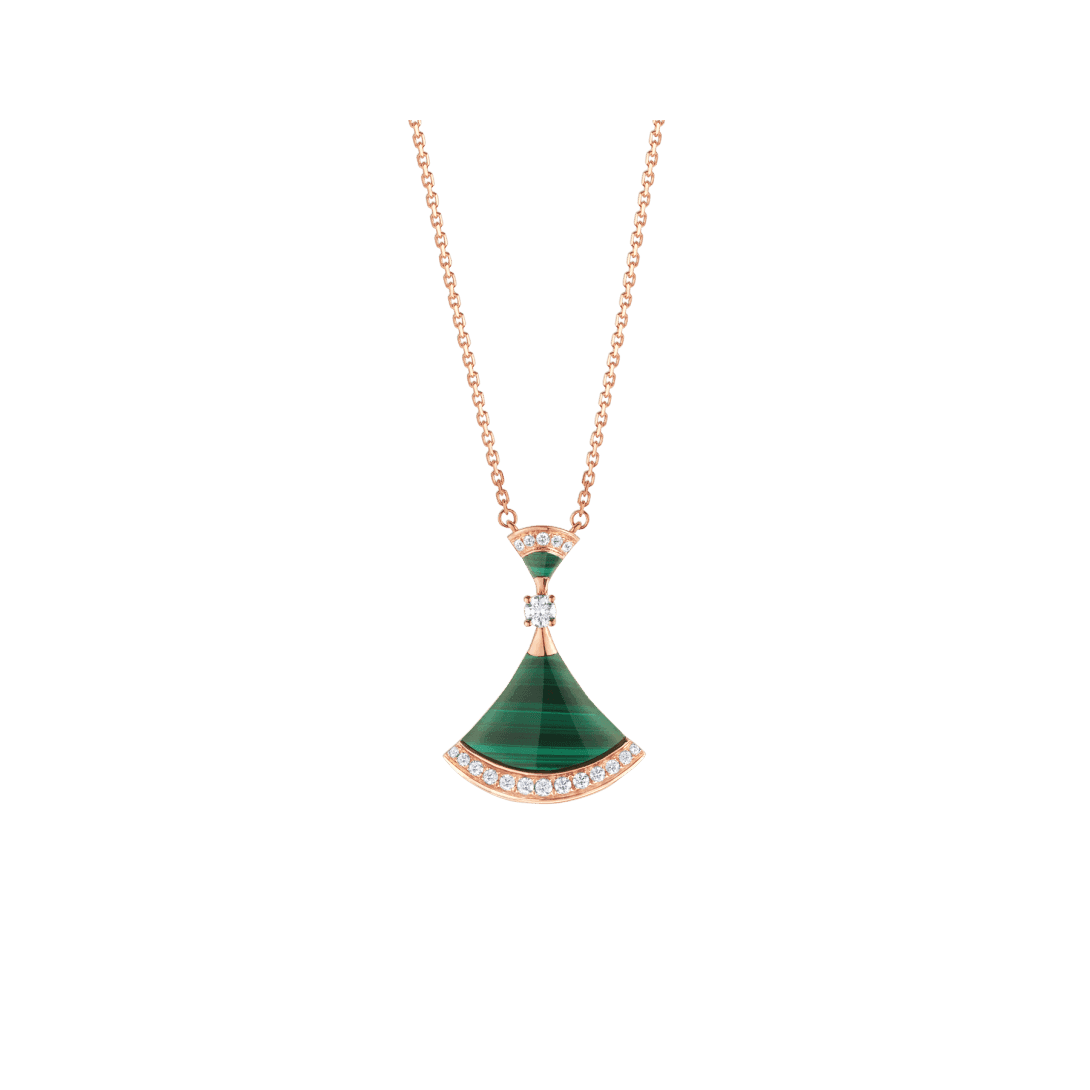 DIVAS’ DREAM Necklace — Rose gold, diamonds, malachite — CL857473