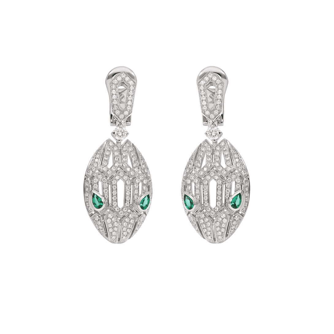 Serpenti Seduttori Earrings — White gold, emeralds, diamonds — OR857727