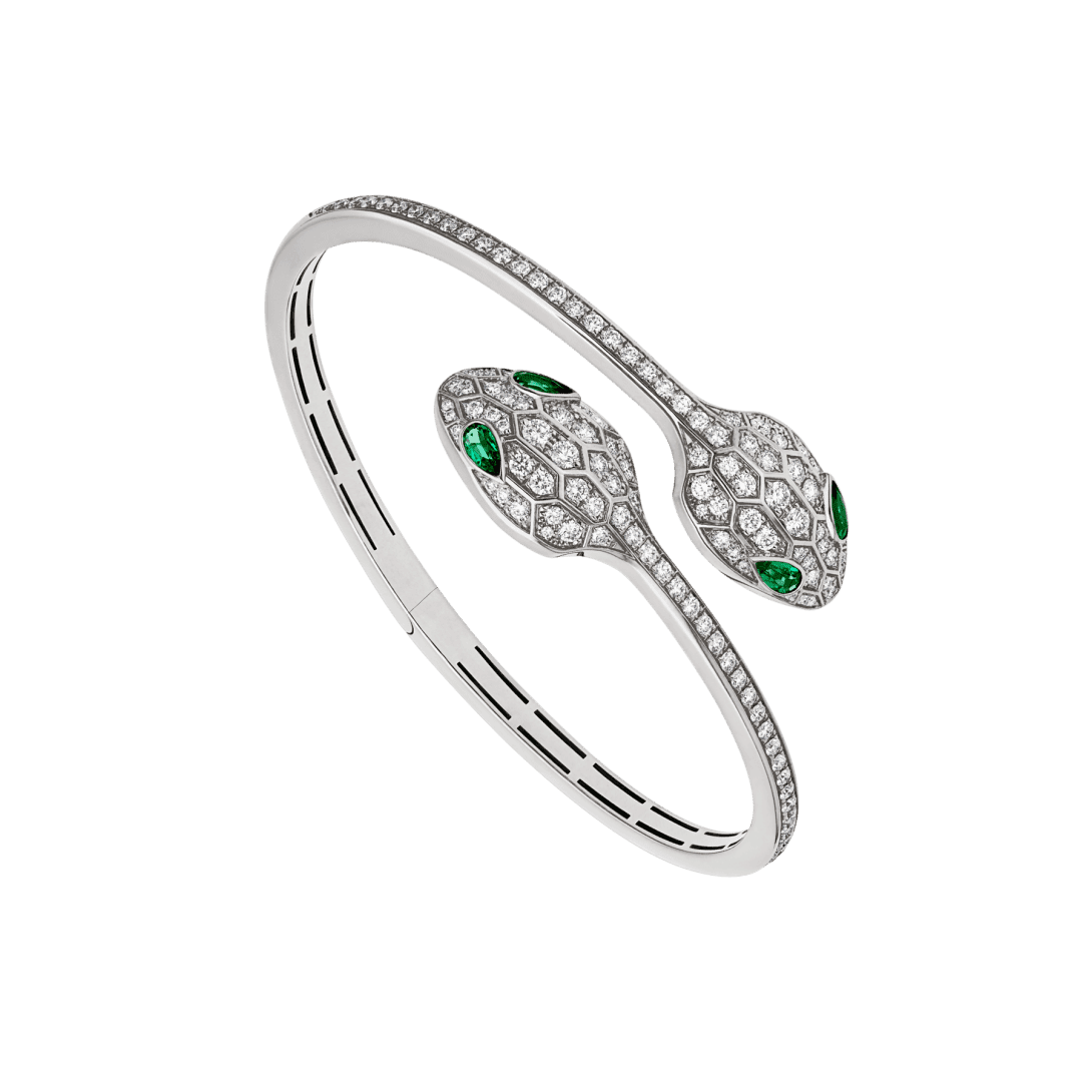 Serpenti Seduttori Bracelet — White gold, emeralds, diamonds — BR858551