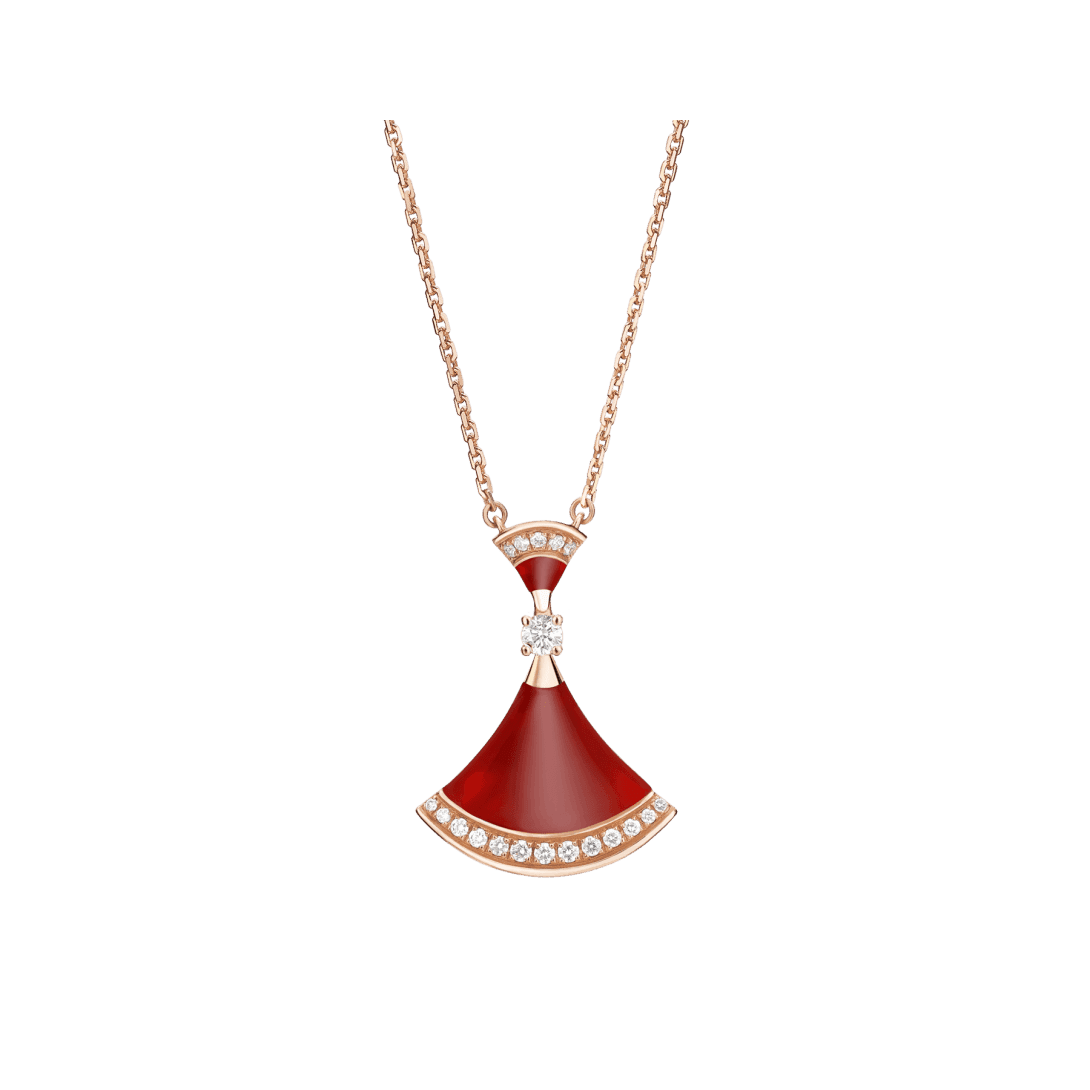 DIVAS’ DREAM Necklace — Rose gold, diamonds, carnelian — CL858642