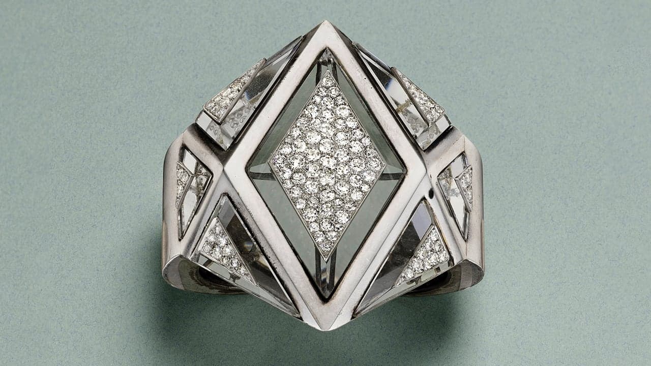 'Facetté' Rock Crystal Cuff — Diana Vreeland — facette-rock-crystal-cuff-vreeland