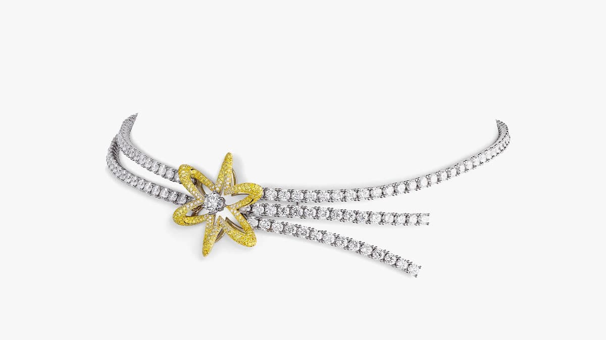 Red Carpet 2025 'Caroline's Universe' Tanzanite Bead Floral Choker — rc2025-tanzanite-choker