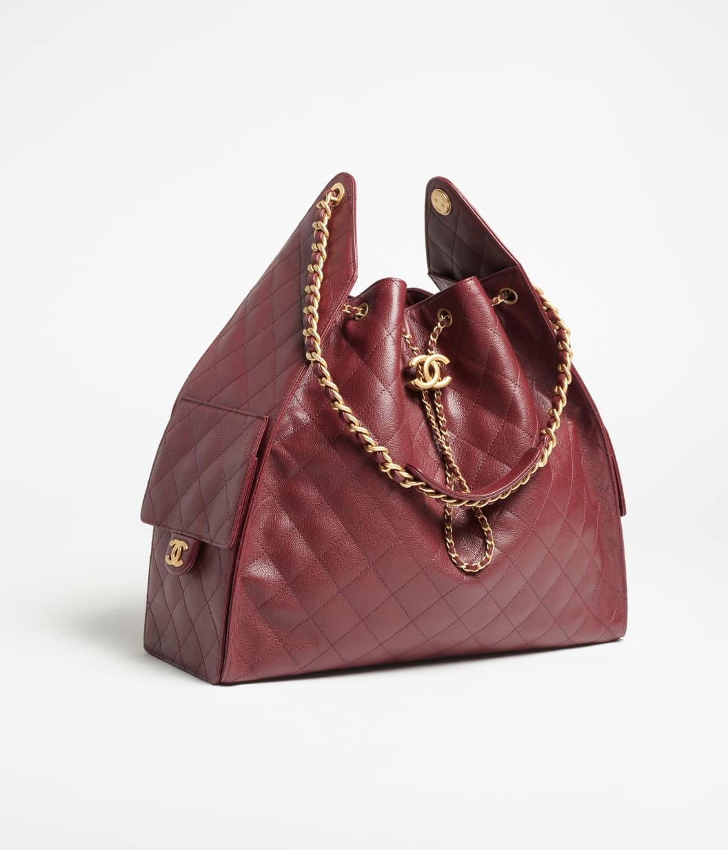 25 large handbag, Grained calfskin & gold-tone metal, burgundy — AS5553B20304U1192