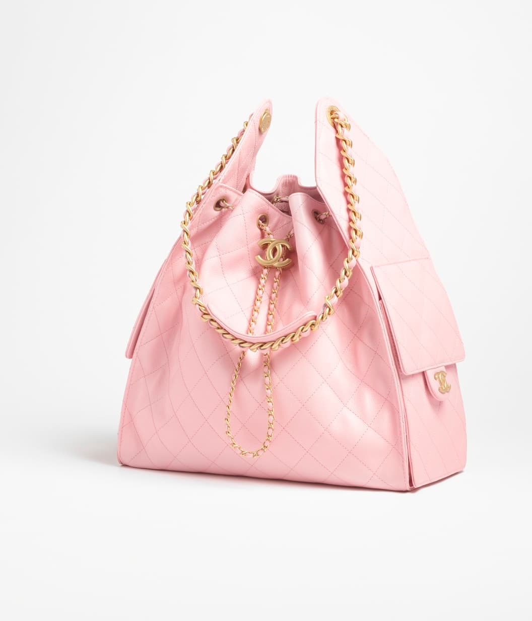 25 medium handbag, Grained calfskin & gold-tone metal, light pink — AS5311B20304U2360