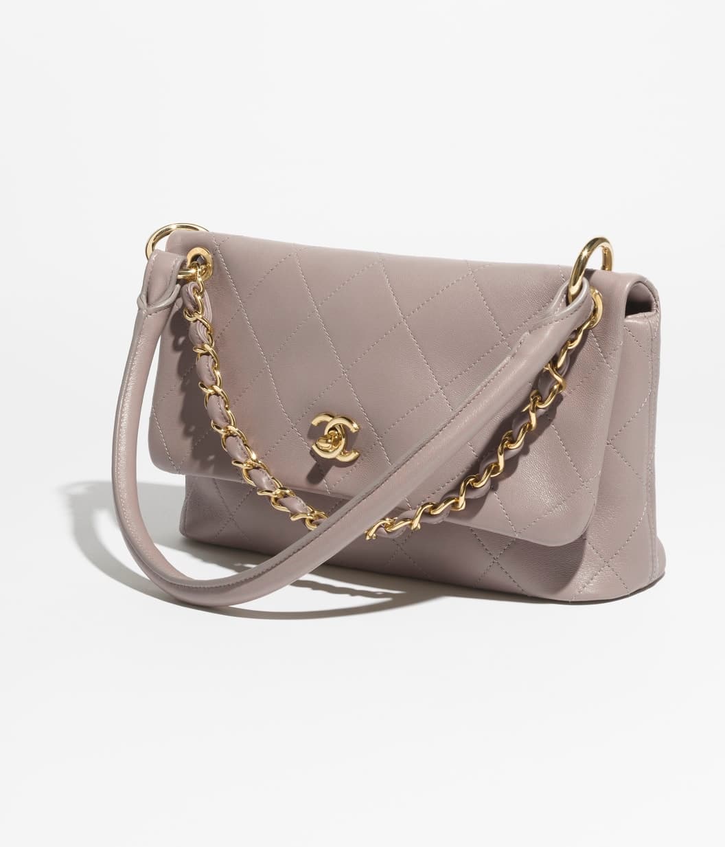 Large flap bag, Lambskin & gold-tone metal, dark gray — AS6116B23346U6546