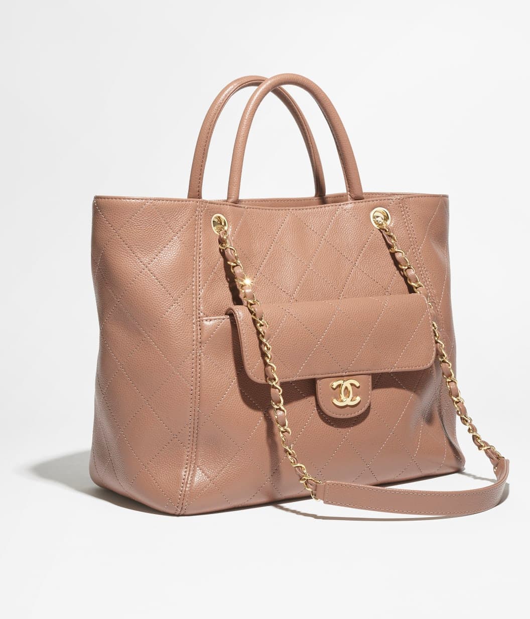 Shopping Bag — Grained calfskin gold-tone metal — AS6024B23125U6547