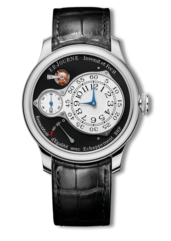 CHRONOMÈTRE OPTIMUM BLACK LABEL — Platinum, 40 or 42 mm, Dial: blackened Gold and whitened guilloché Silver, Hands: blued Steel and rhodium plated Steel, Height: 9.5 mm