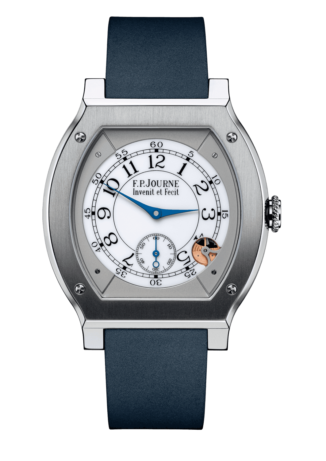ÉLÉGANTE 48 MM TITANIUM SET WITH DIAMONDS — Titanium Flat Tortue®, Dial: luminescent white centre with outer dial screwed Steel elements, Hands: blued Steel, Height: 7.95 mm