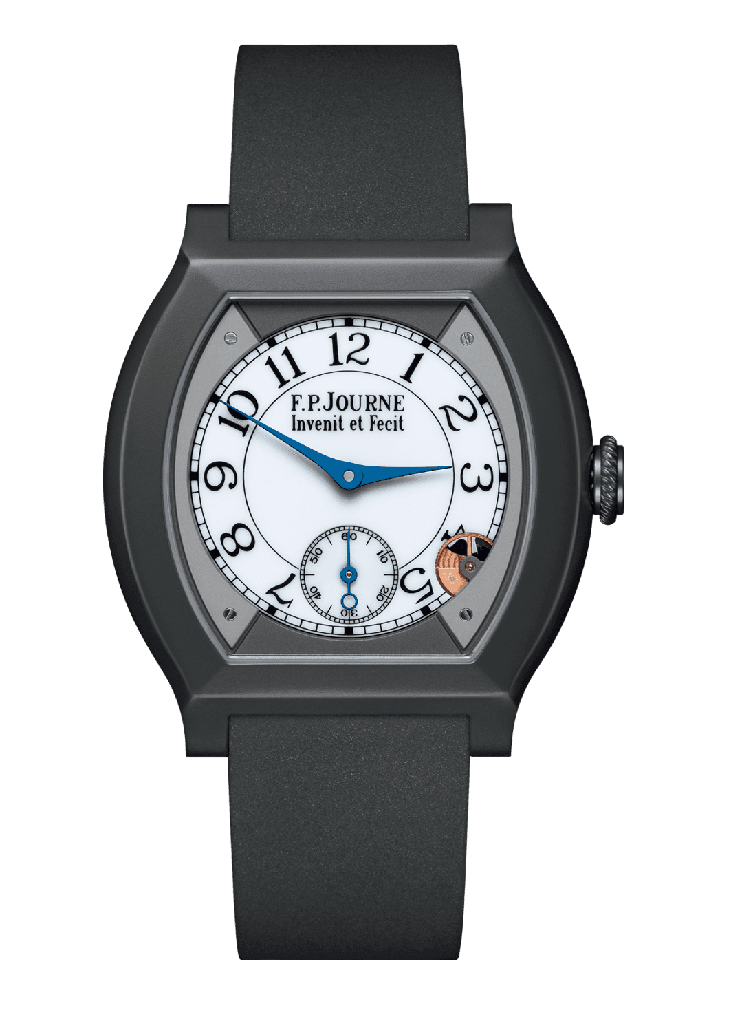 ÉLÉGANTE 40 MM TITALYT® WITH 12 ROWS OF DIAMONDS AND SET BRACELET — Titanium Flat Tortue®, Dial: black sapphire centre with outer dial screwed Steel elements, Hands: rhodium plated Steel, Height: 7.35 mm