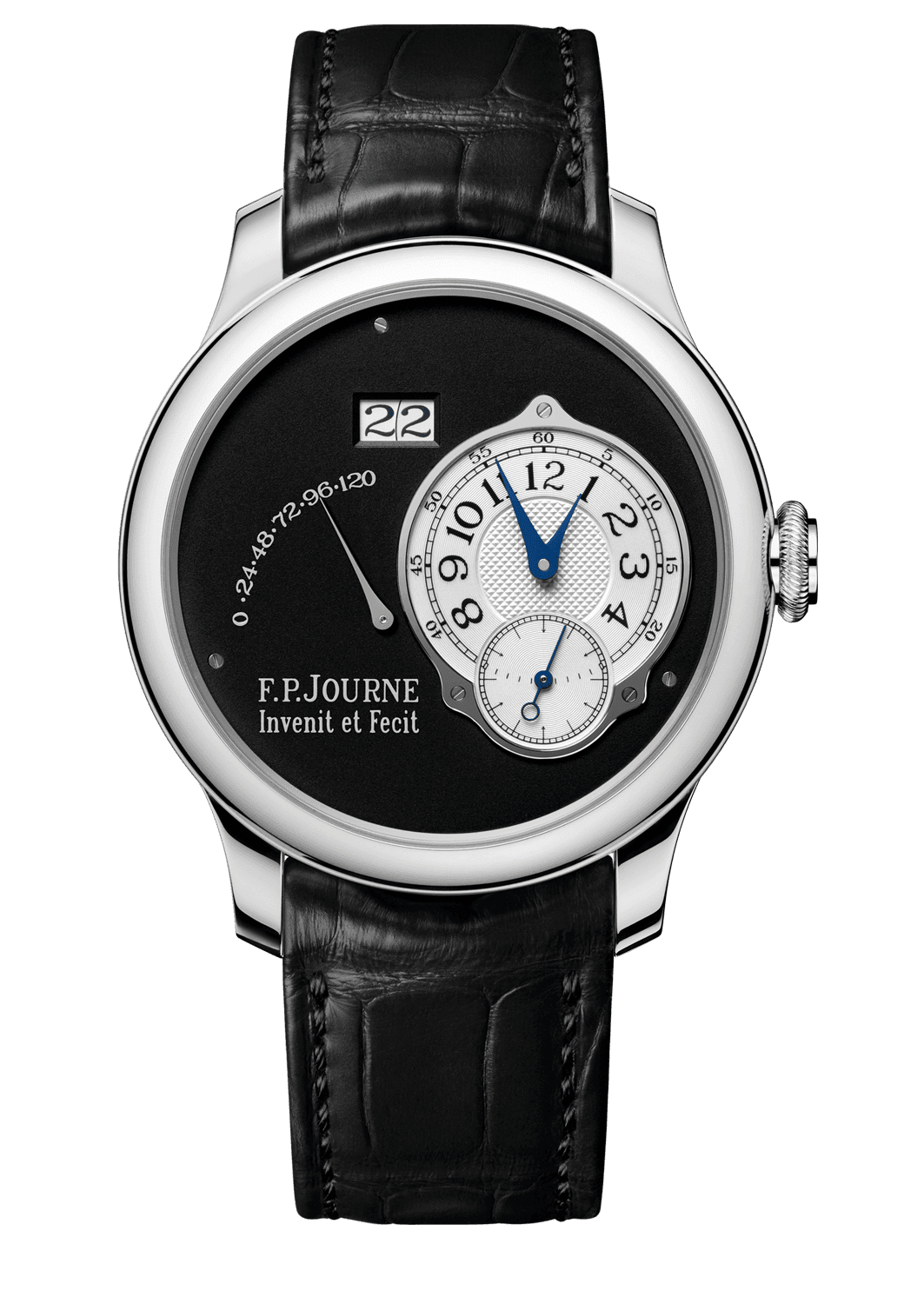 AUTOMATIQUE BLACK LABEL — Platinum, 40 or 42 mm, Dial: blackened Gold and whitened guilloché Silver, Hands: blued Steel and rhodium plated Steel, Height: 10.7 mm