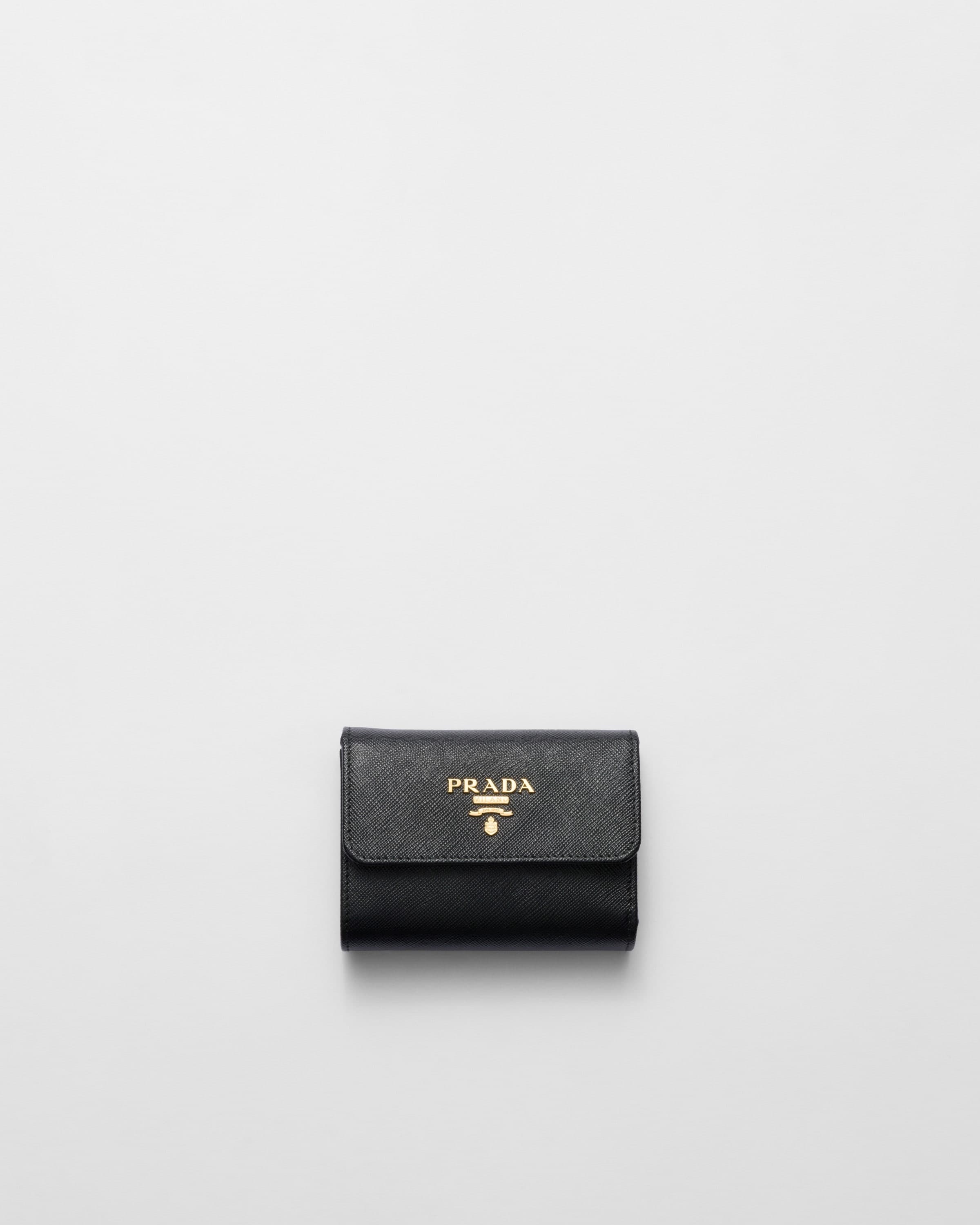 Small Saffiano Leather Wallet — Black — 1MH025_QWA_F0002