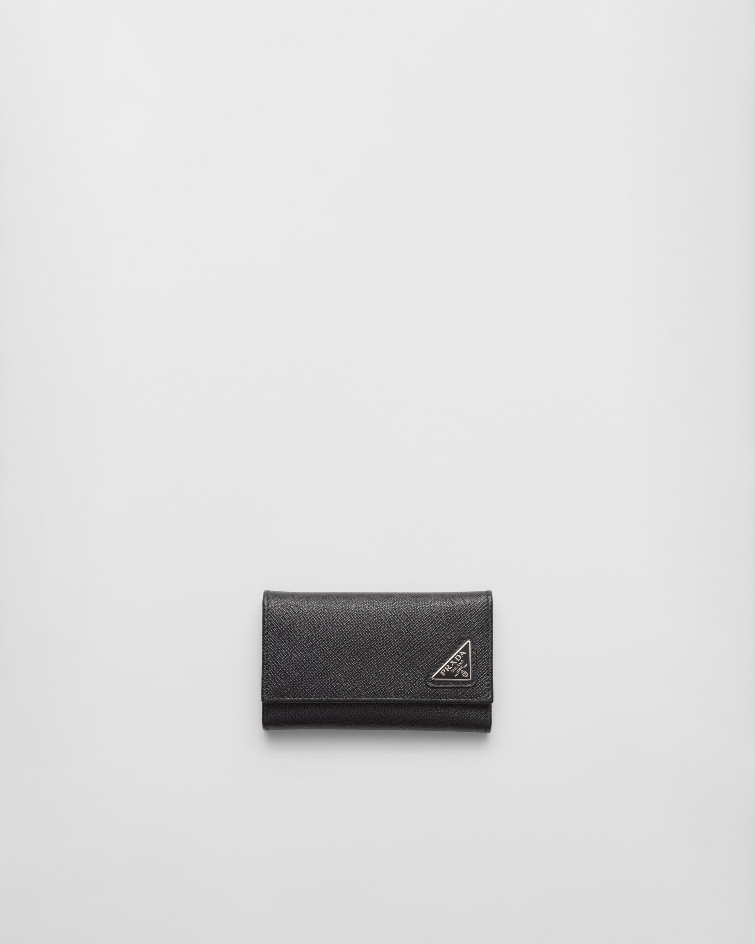 Saffiano leather key case — Black — 2PG222_QHH_F0002
