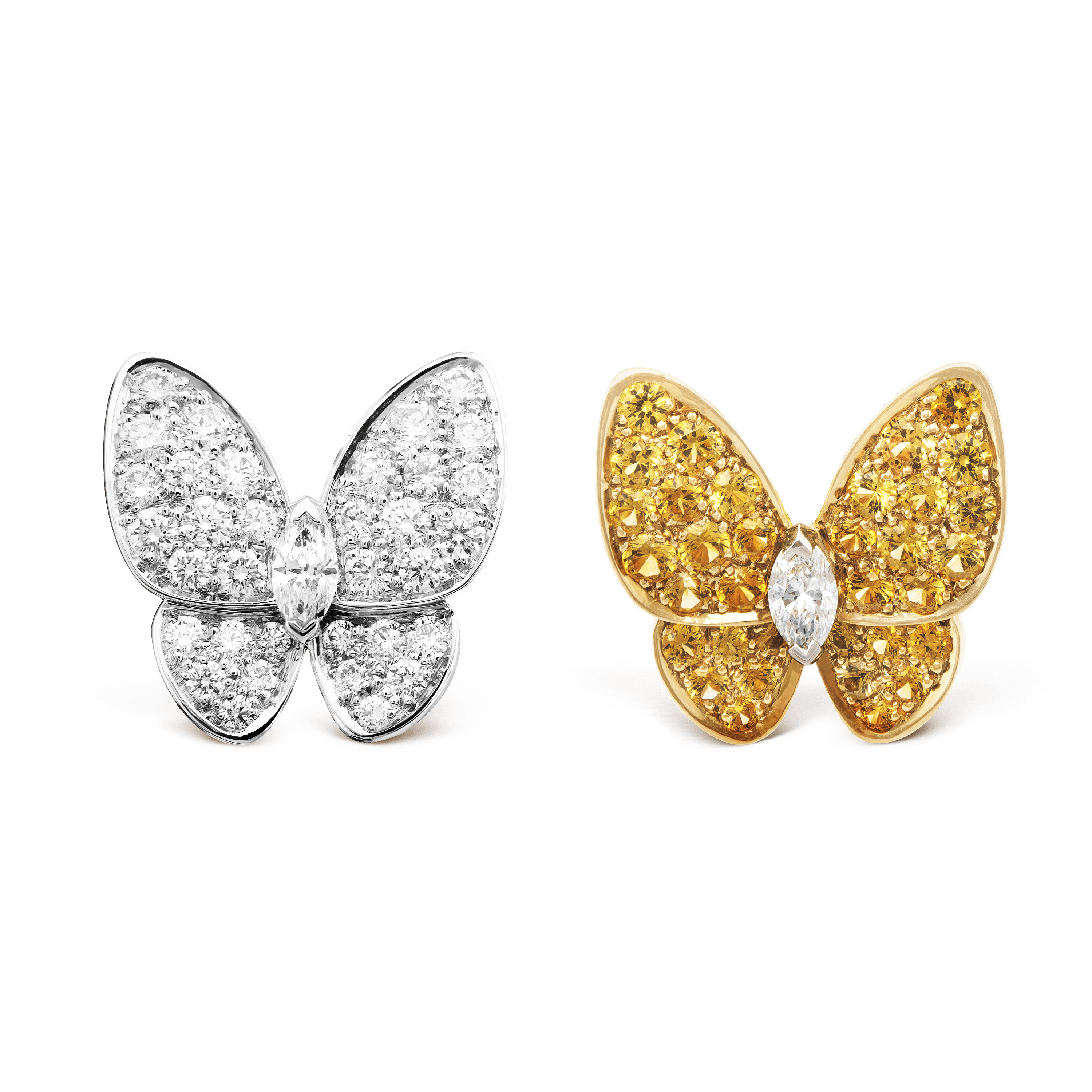 Two Butterfly earrings — diamond, yellow gold — VCARB15100