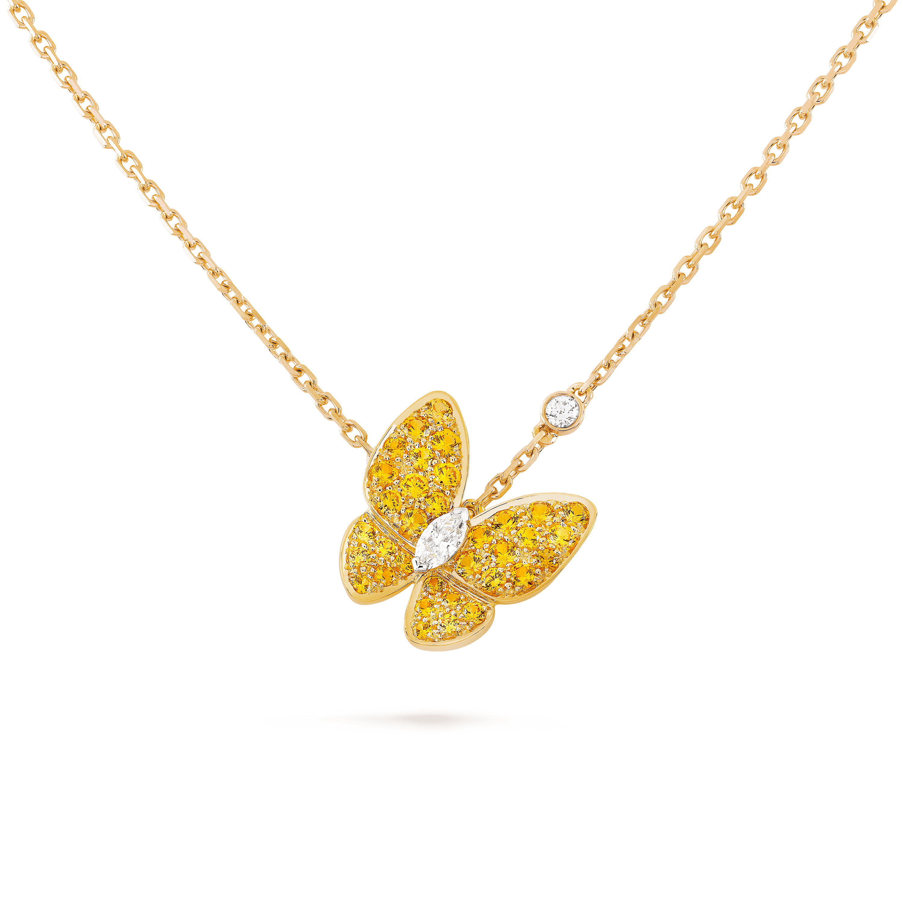 Two Butterfly pendant — diamond, yellow gold — VCARO3M300
