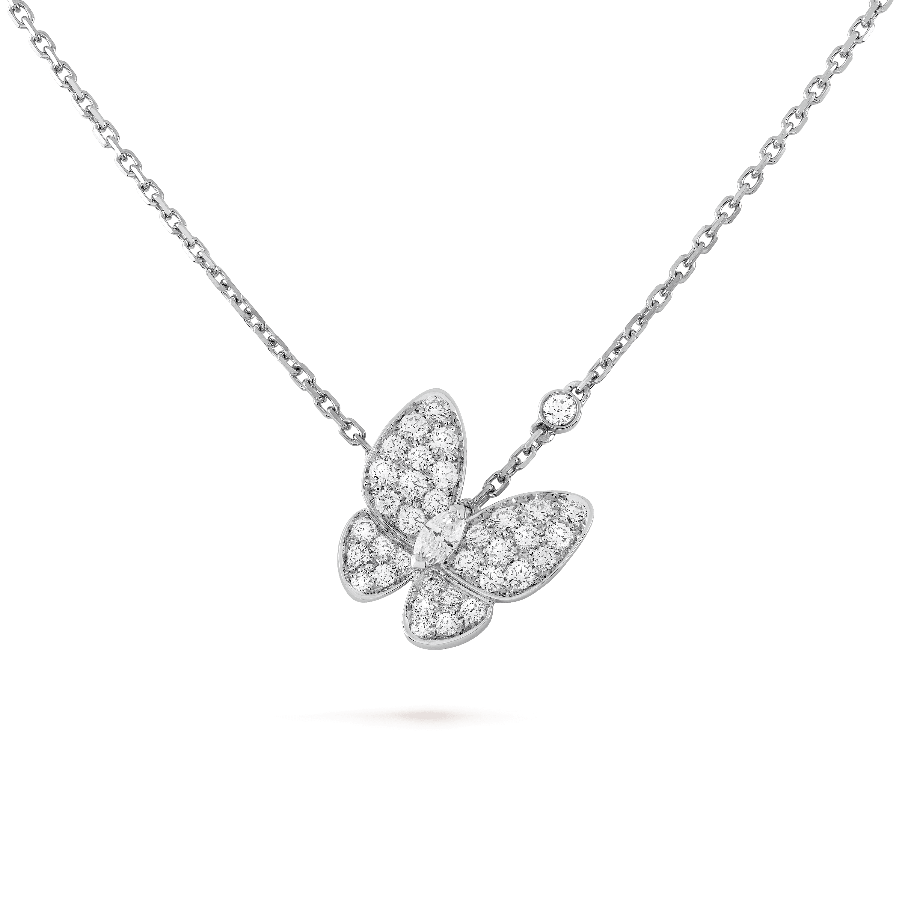 Two Butterfly pendant — diamond, white gold — VCARO3M400
