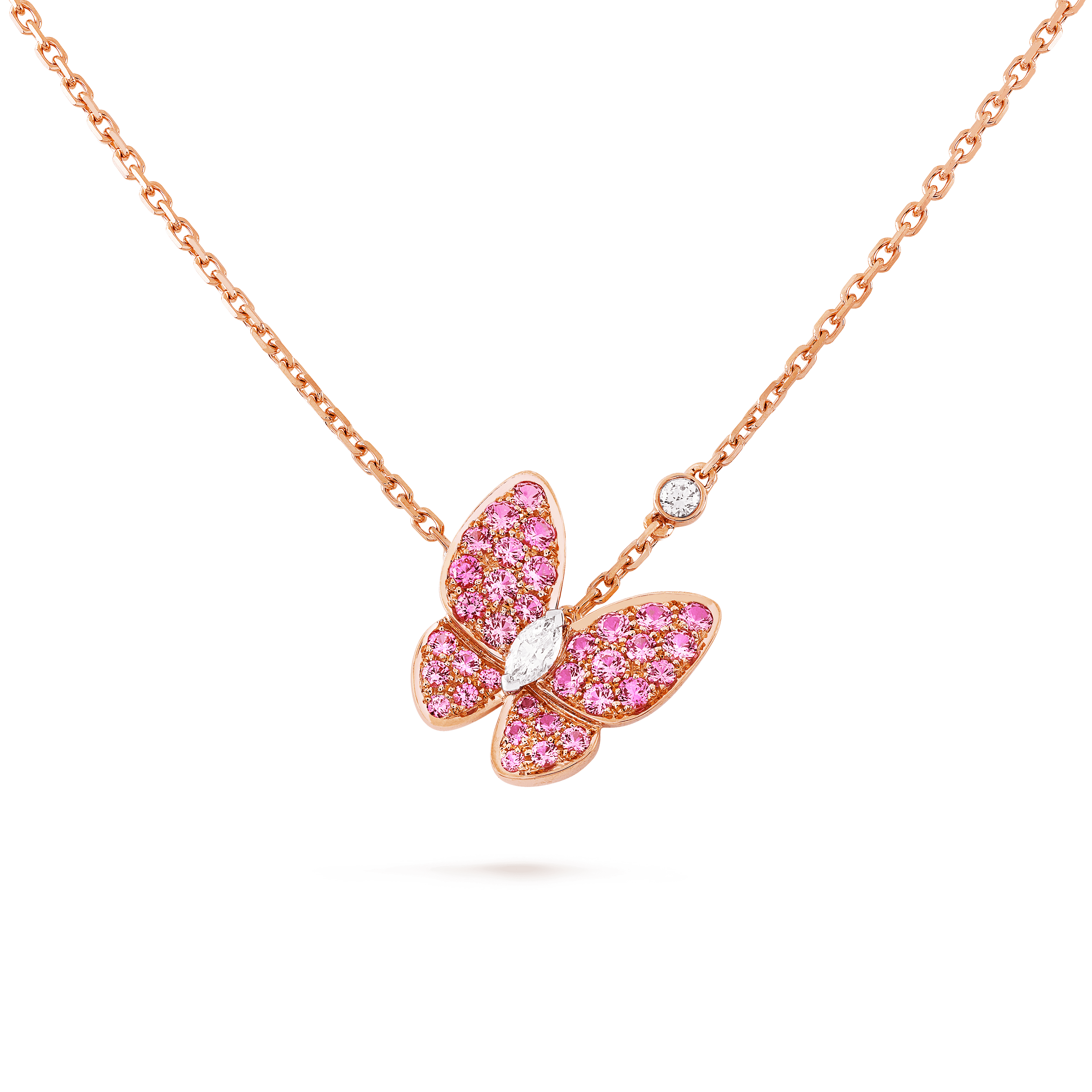Two Butterfly pendant — diamond, white gold — VCARO3M200