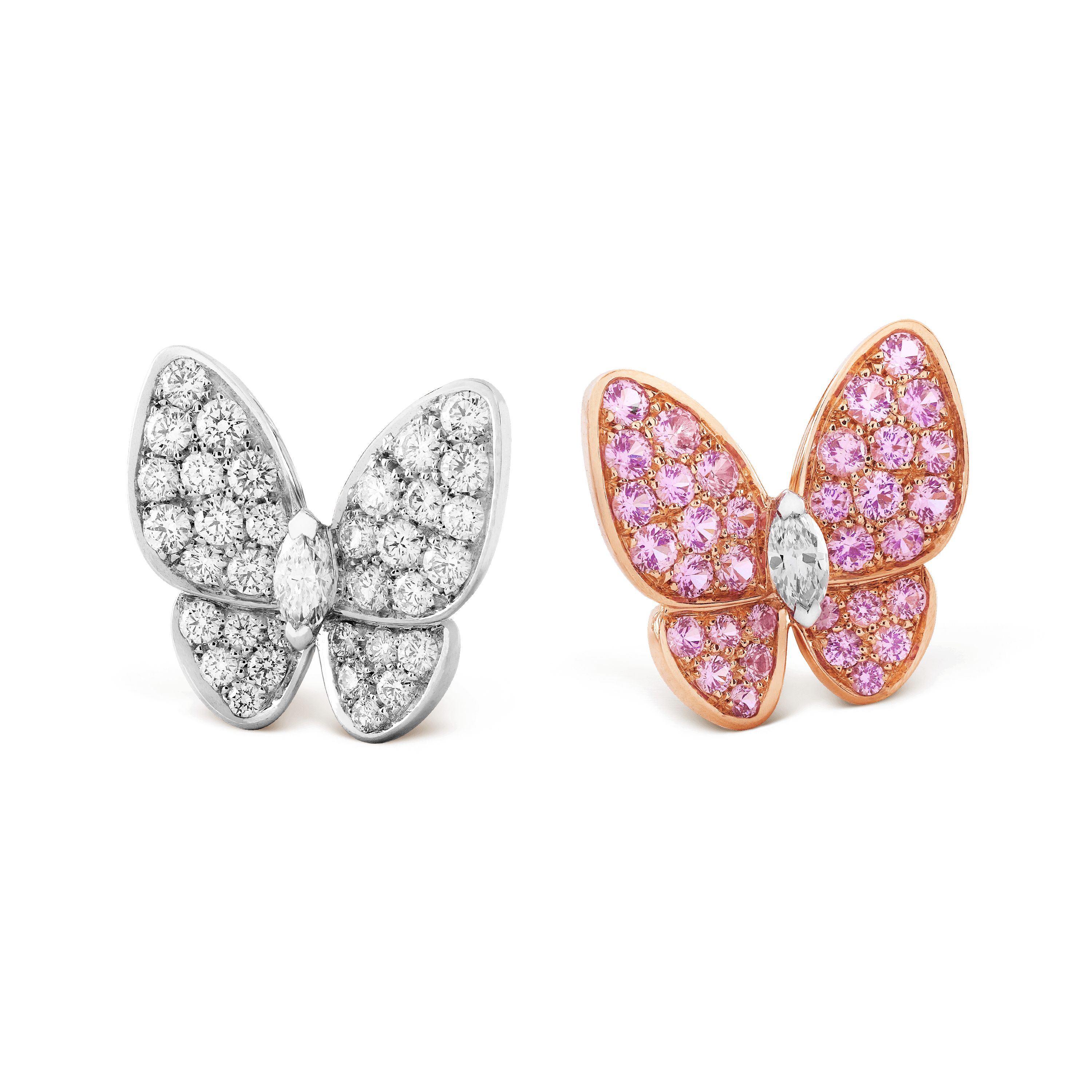 Two Butterfly earrings — diamond, white gold — VCARO3M600
