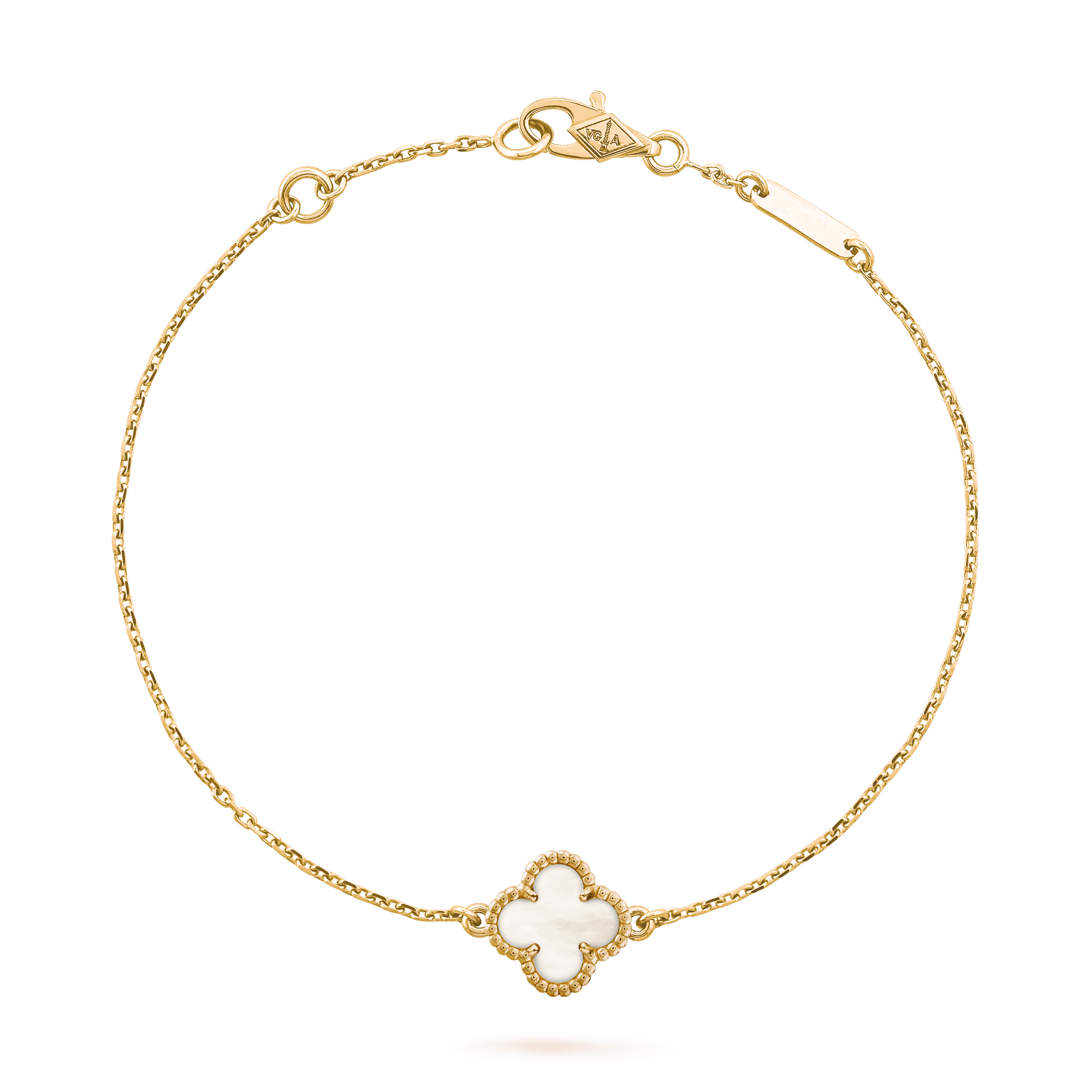 Sweet Alhambra bracelet — white mother-of-pearl, yellow gold — VCARF68800