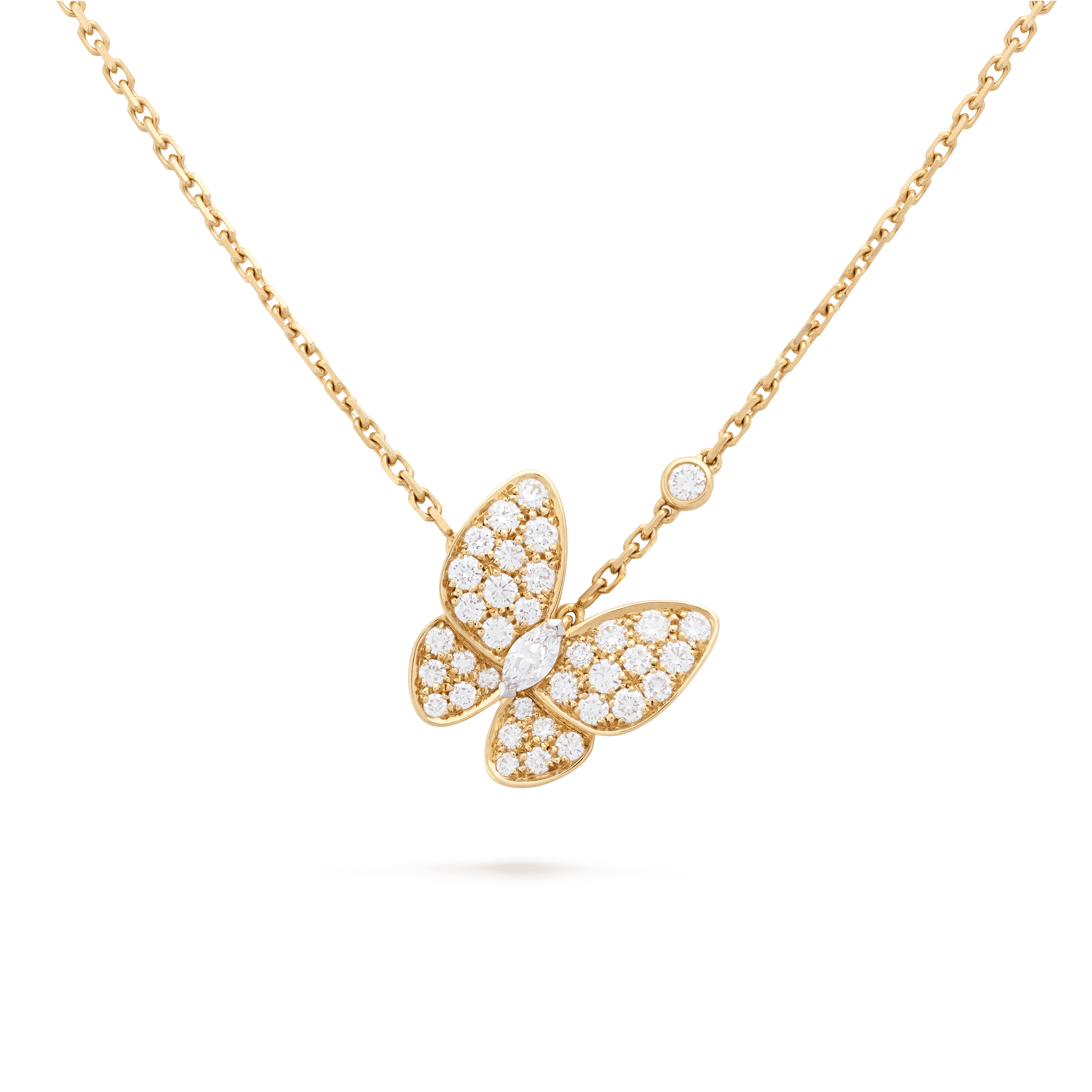 Two Butterfly pendant — diamond, yellow gold — VCARP3DP00