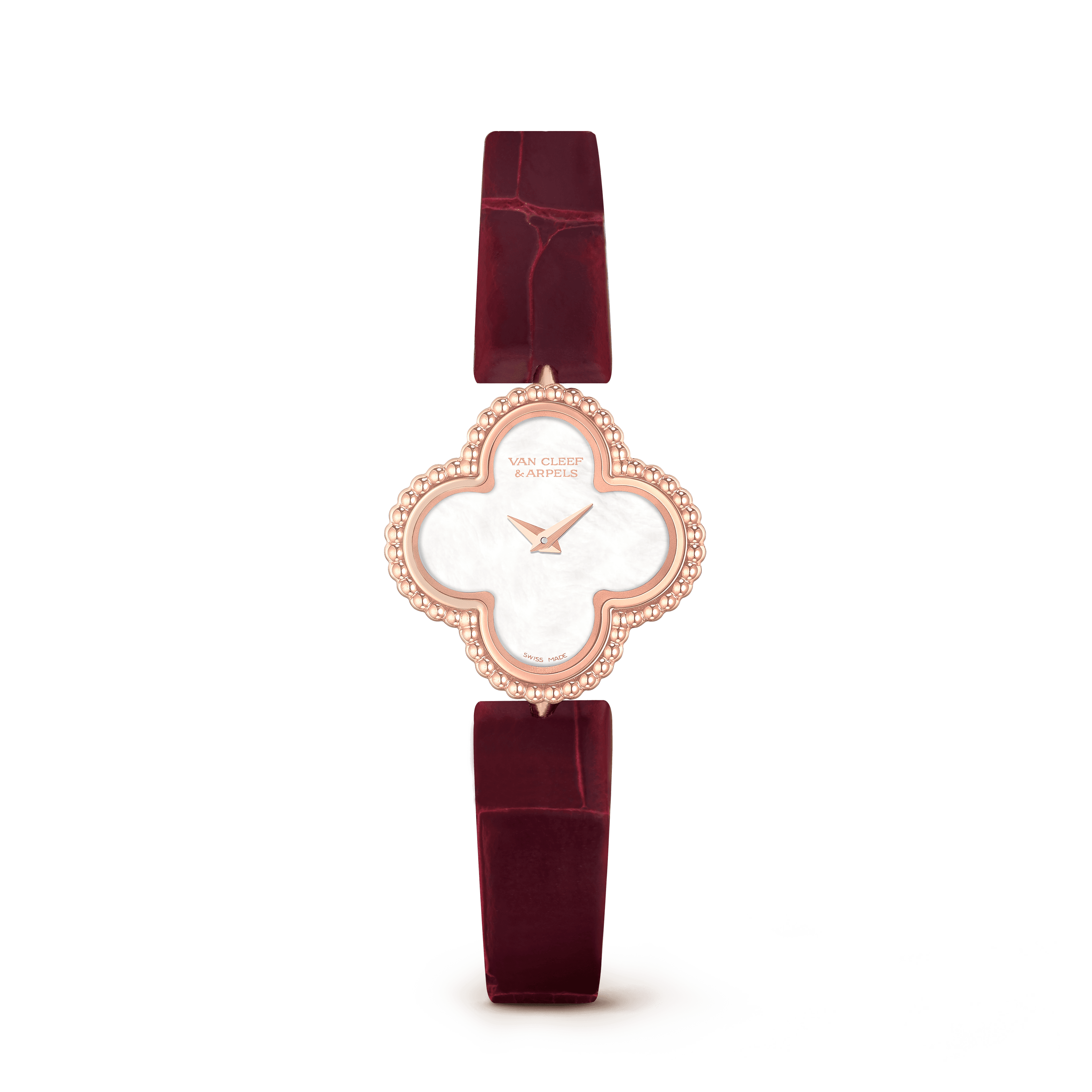 Sweet Alhambra watch — white mother-of-pearl, rose gold — VCARO8SF00