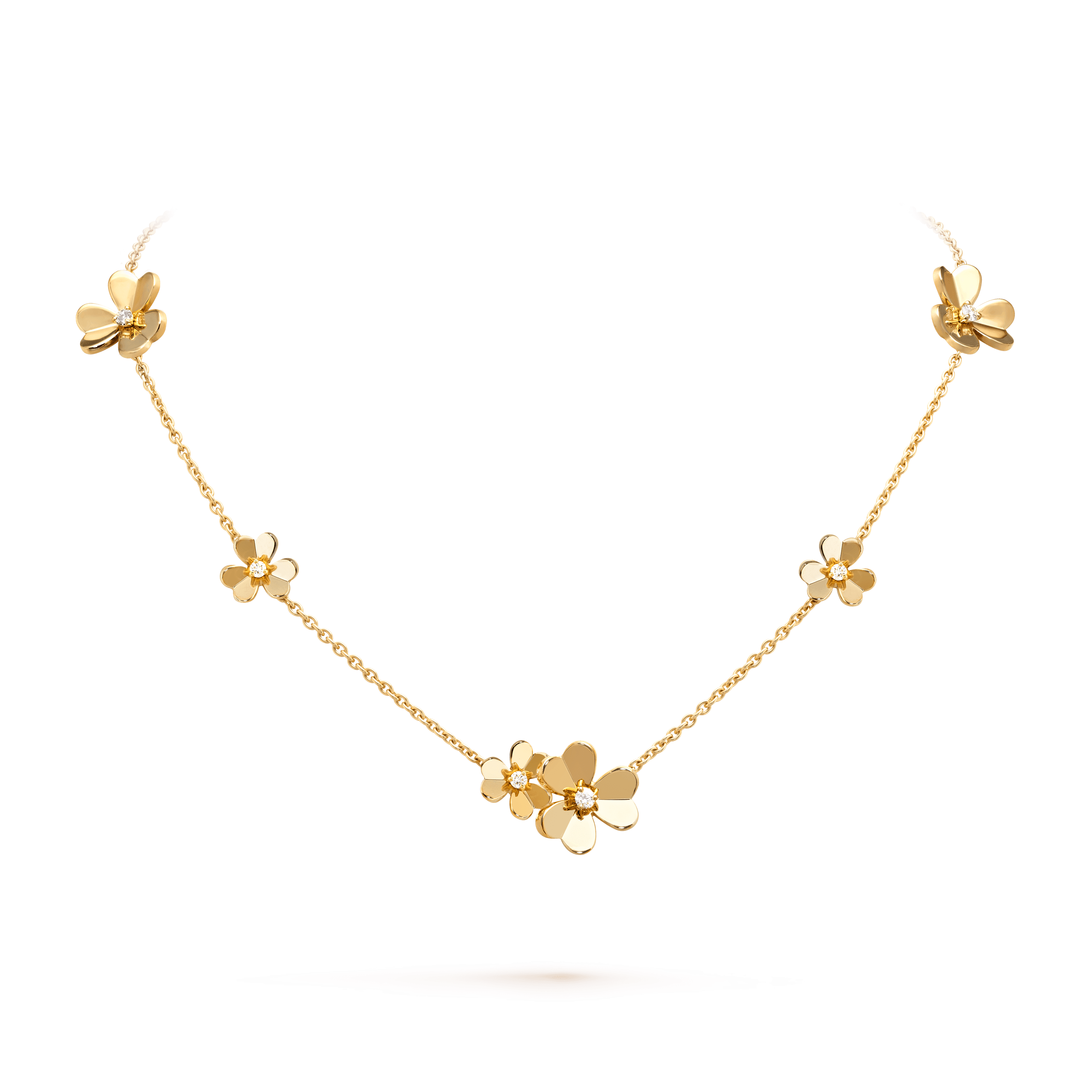 Frivole necklace, 9 flowers — diamond, yellow gold — VCARD31500