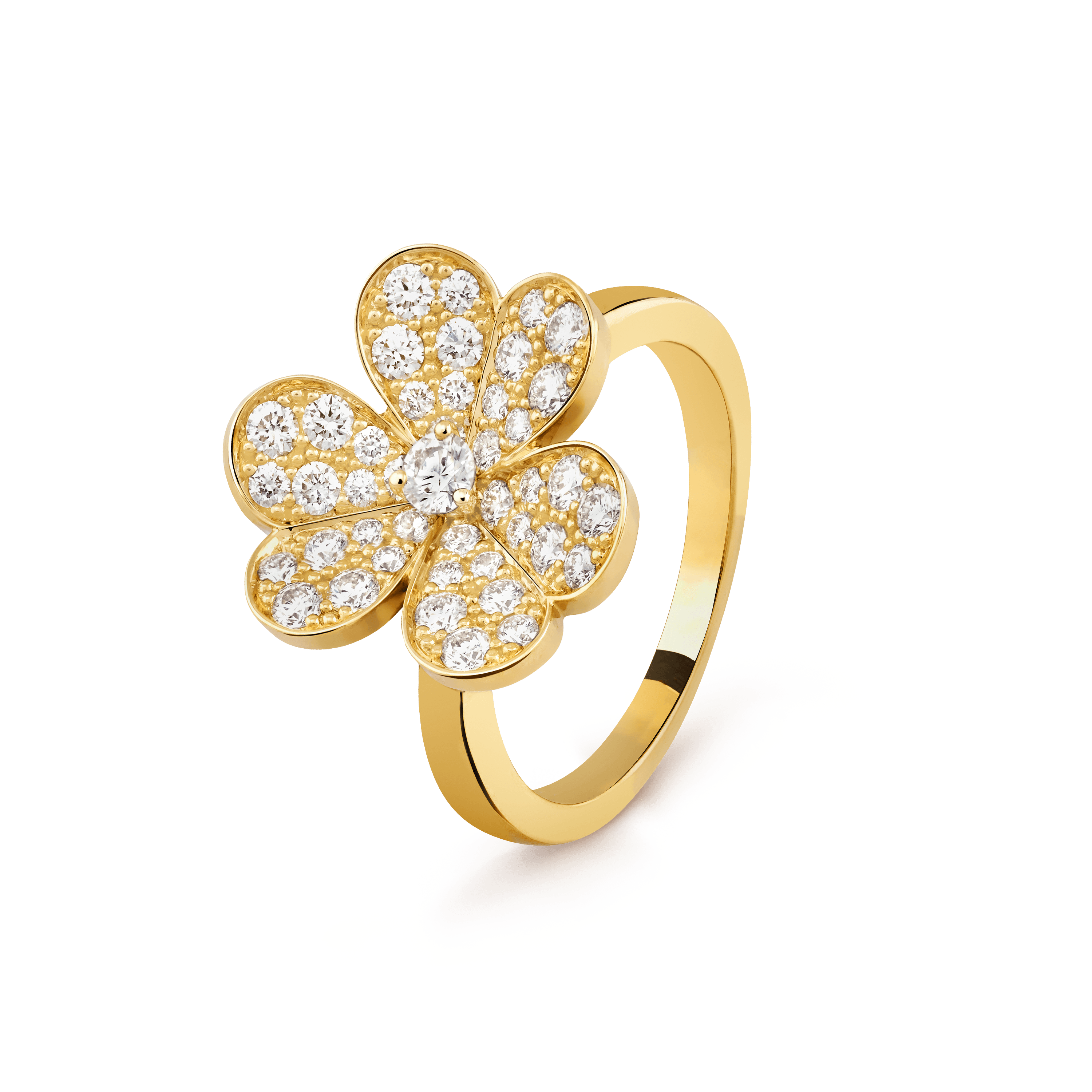 Frivole ring, 1 flower, small model — diamond, yellow gold — VCARPJMQ00