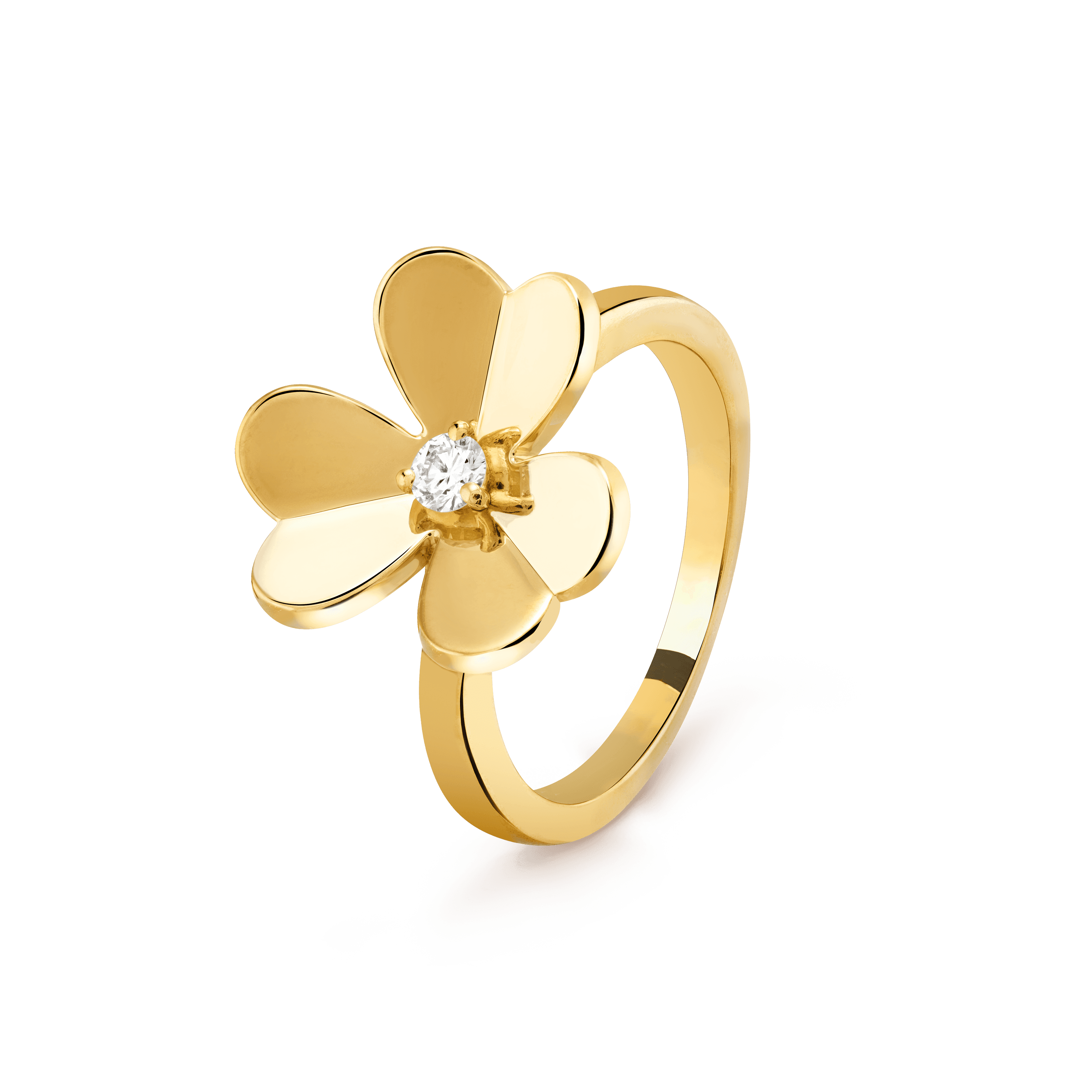 Frivole ring, 1 flower, small model — diamond, yellow gold — VCARP2DS00