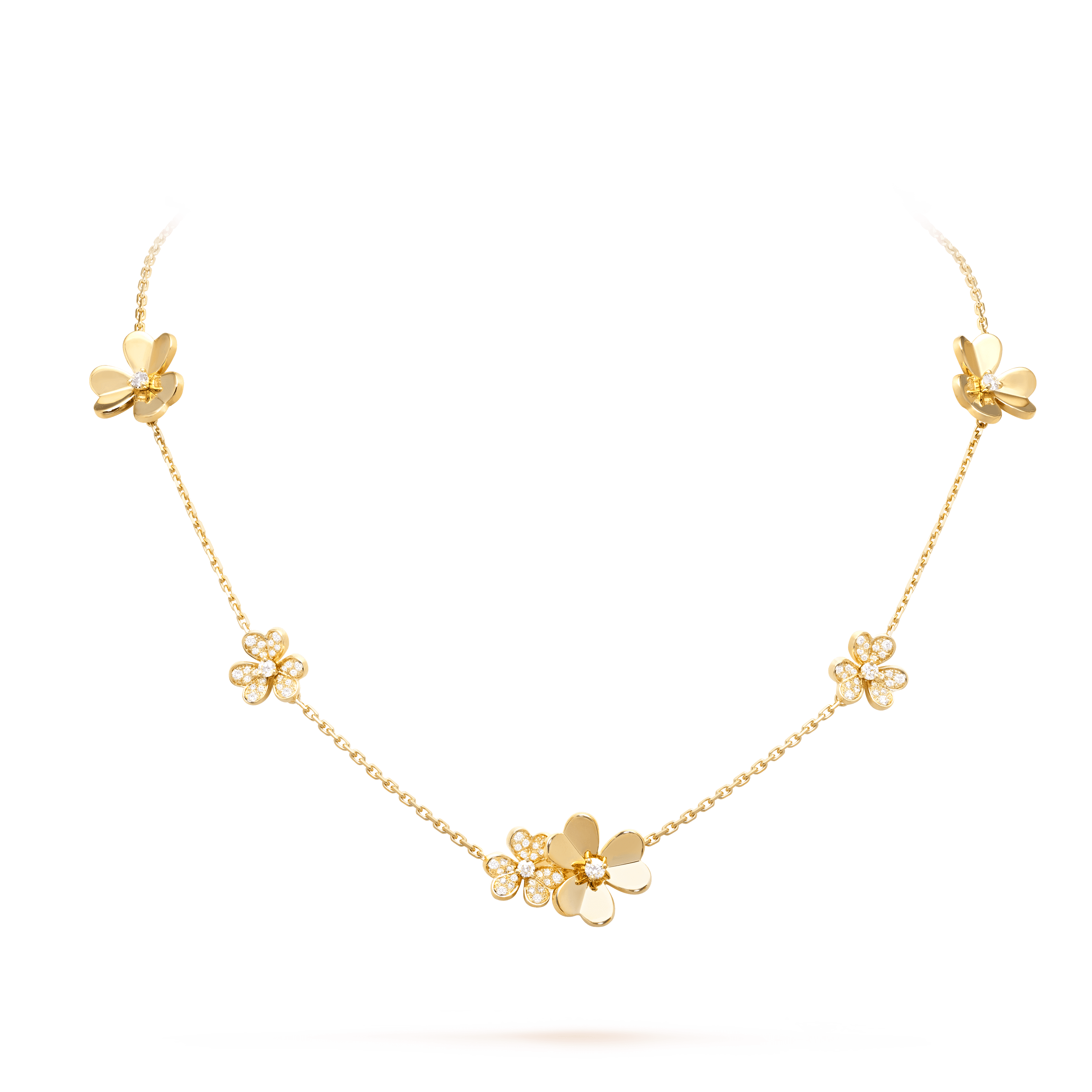 Frivole necklace, 9 flowers — diamond, yellow gold — VCARP3W600