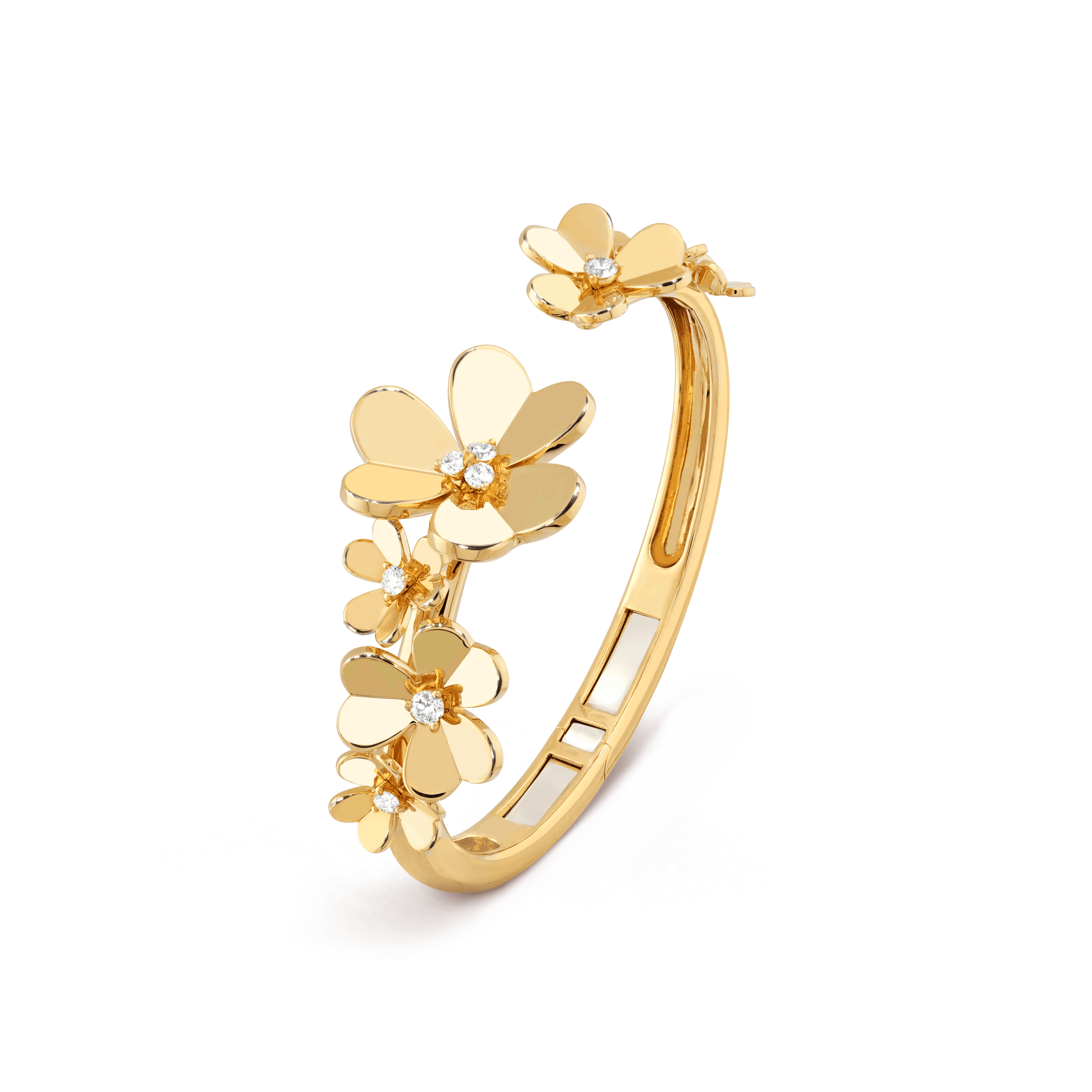 Frivole bracelet, 7 flowers, medium model — diamond, yellow gold — VCARP6L200