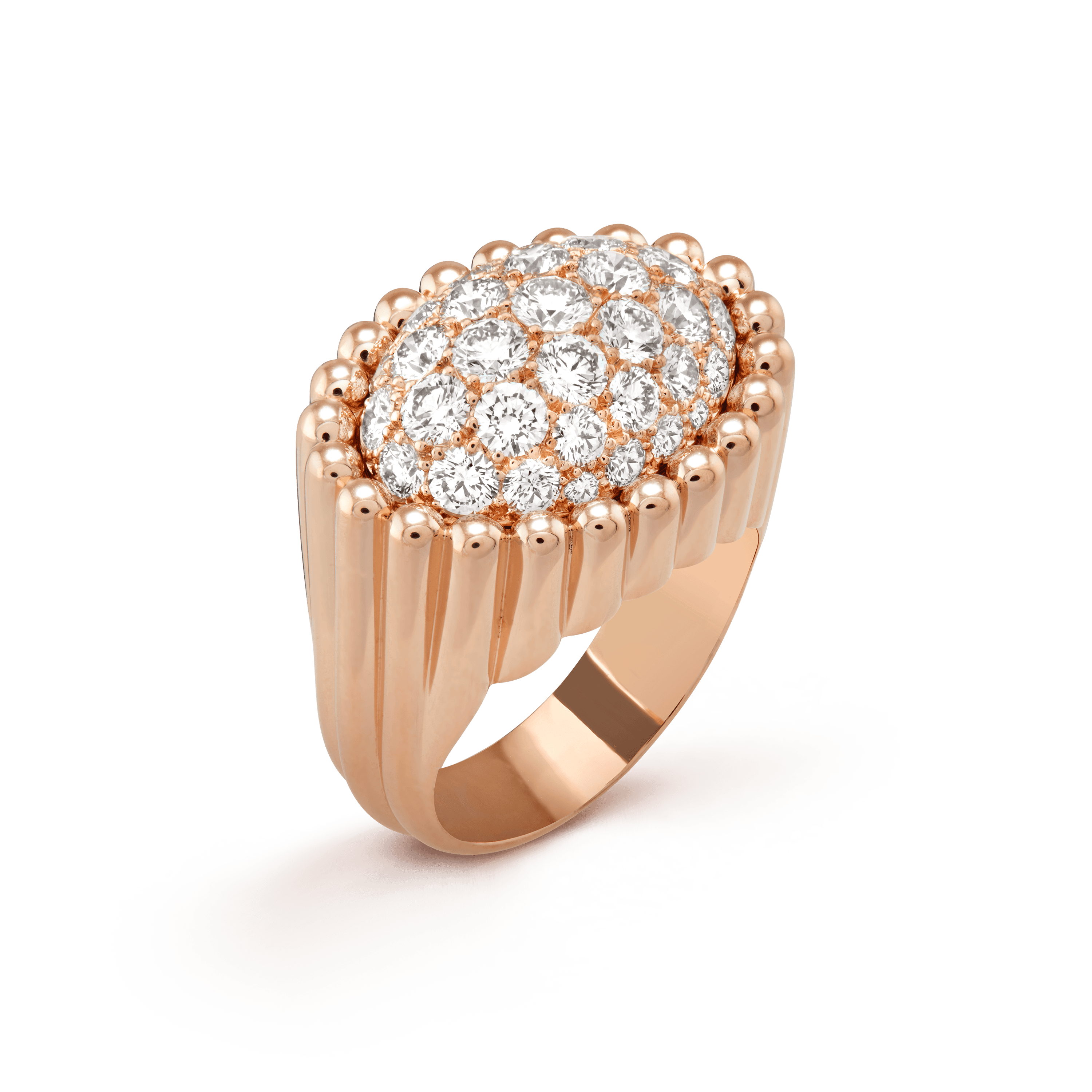 Perlée diamonds pavé ring — diamond, rose gold — VCARP6AR00