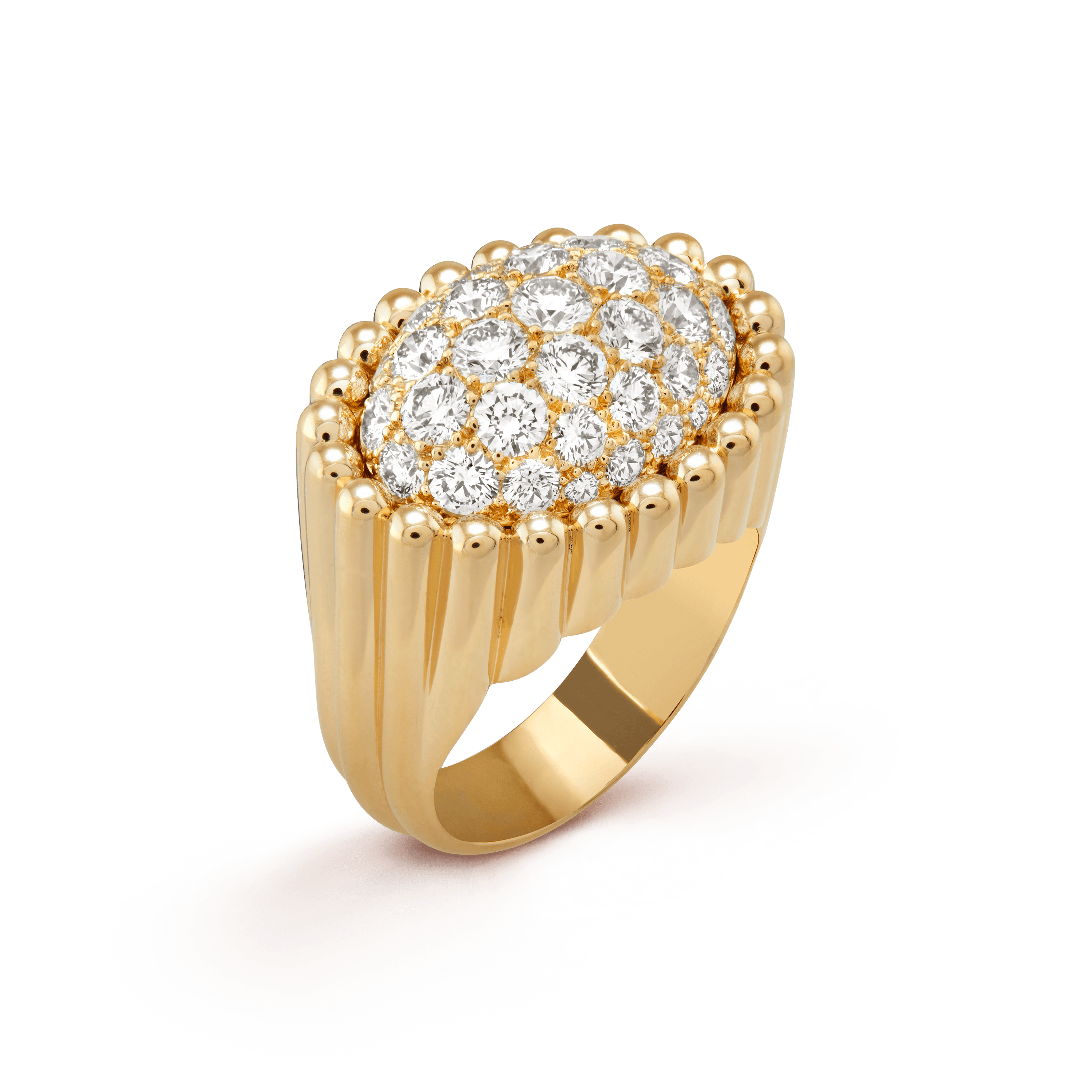 Perlée diamonds pavé ring — diamond, yellow gold — VCARP6AP00