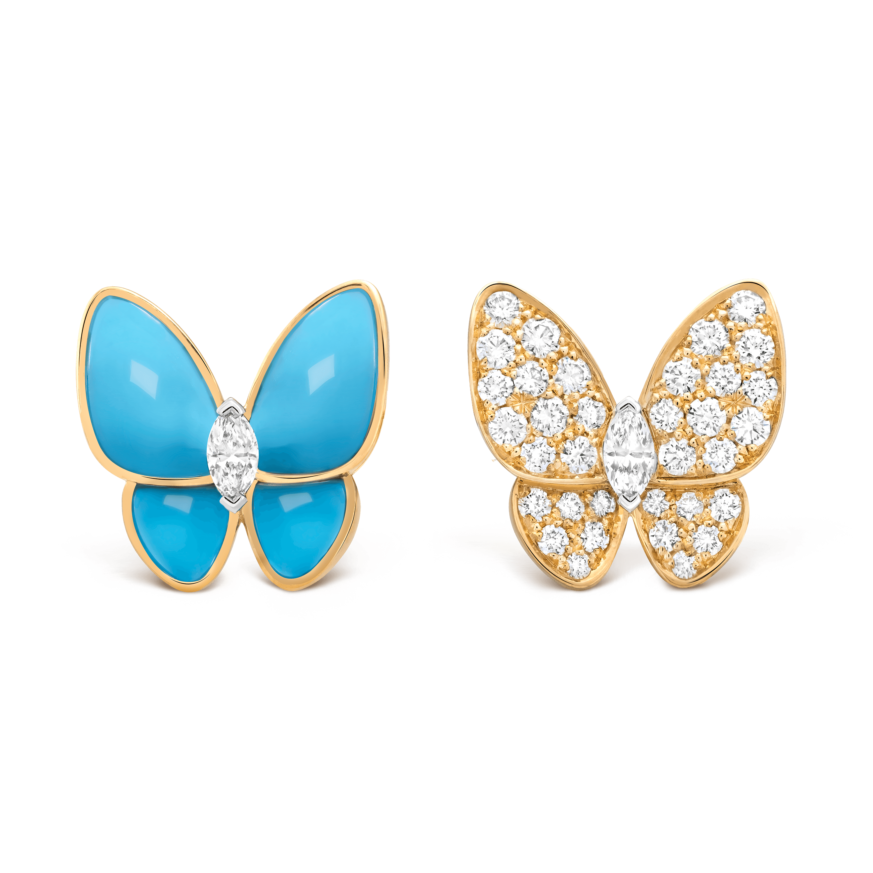 Two Butterfly earrings — turquoise, yellow gold — VCARP7US00