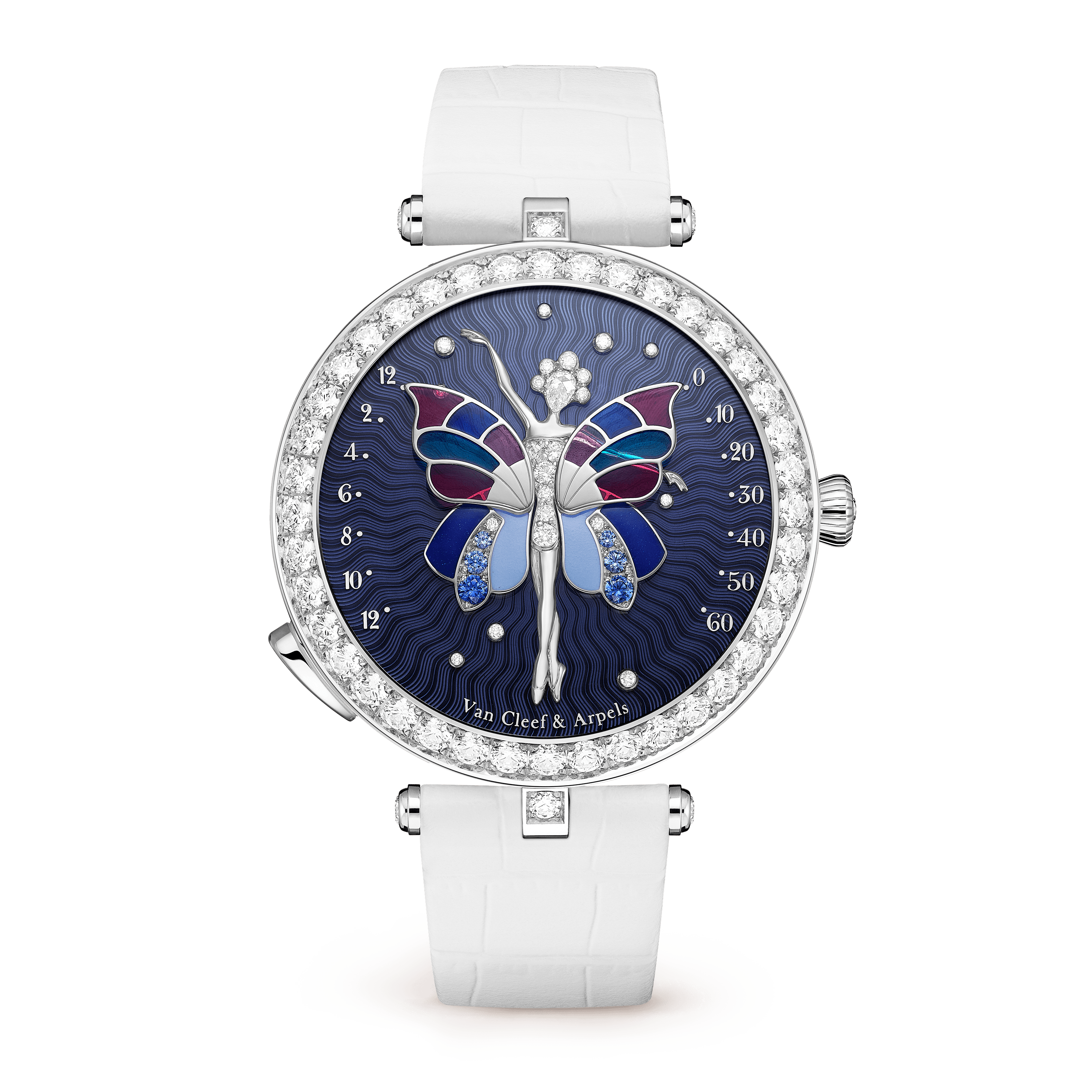 Lady Arpels Ballerine Enchantée watch — guilloché, white gold — VCARPBIE00